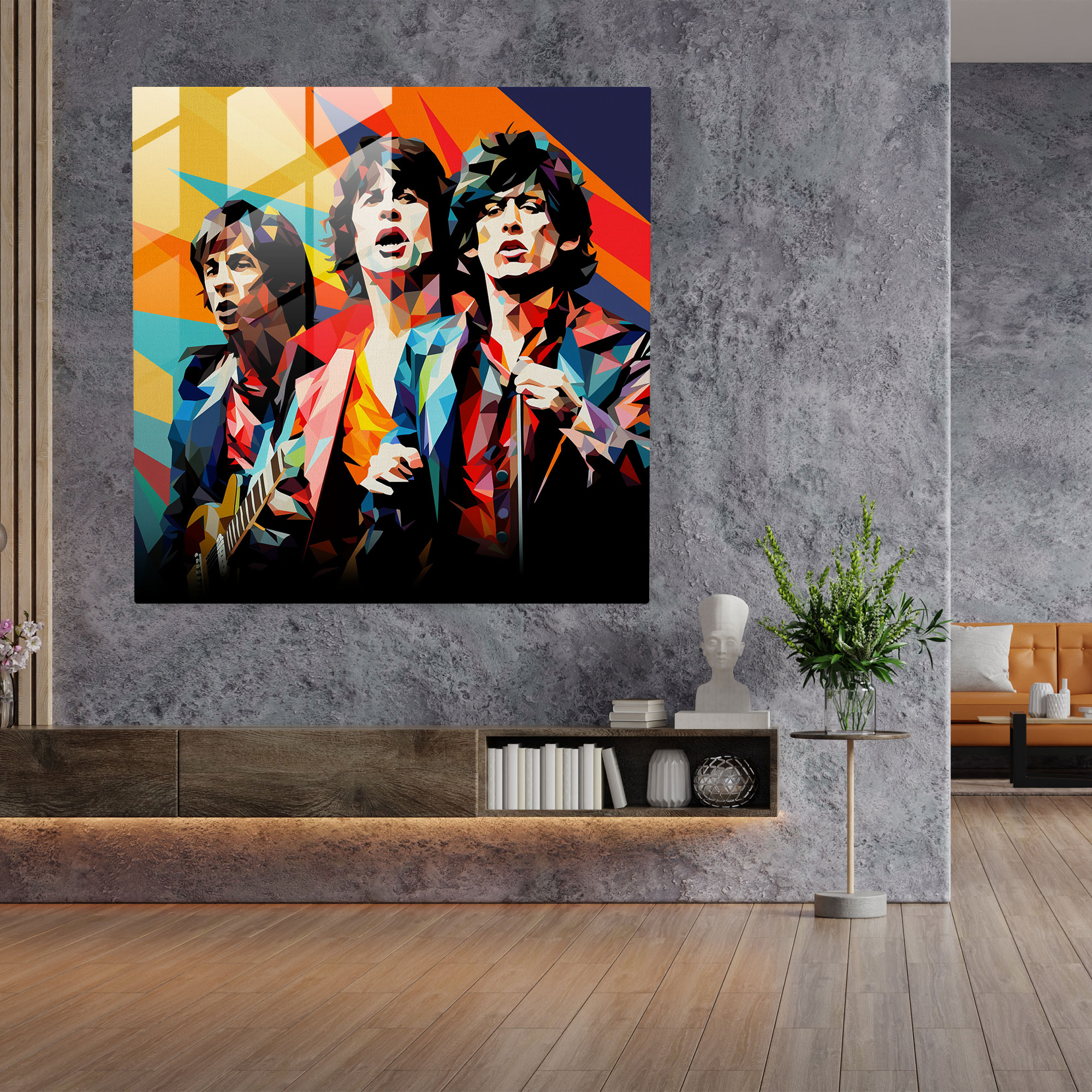 Glasbild Rolling Stones - Bunt Modern Kunstwerk