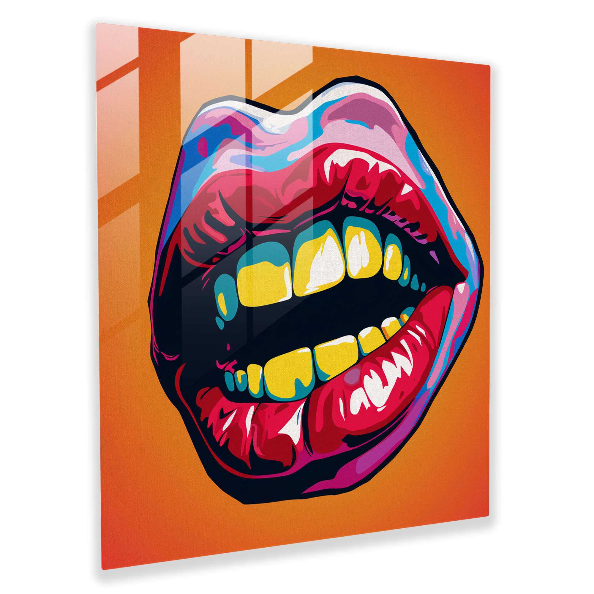 Rolling Stones Glass Print, Pop Art Tongue Logo - Rolling Stones, Rolling Stones, Retro, Glass Wall Art