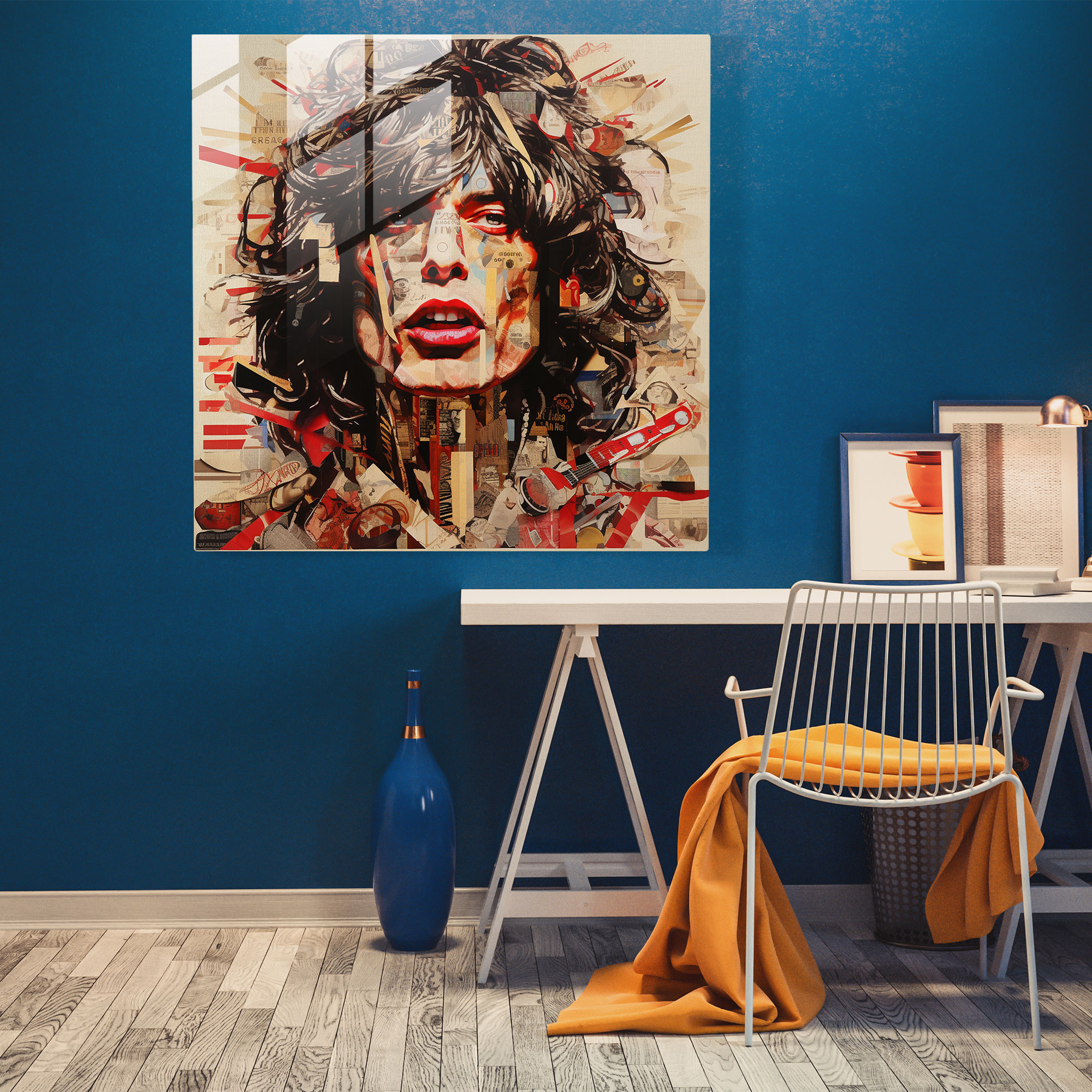 Glasbild Rolling Stones surreale Albumcover-Collage - Rolling Stones surreales Design Glasbild Albumcover