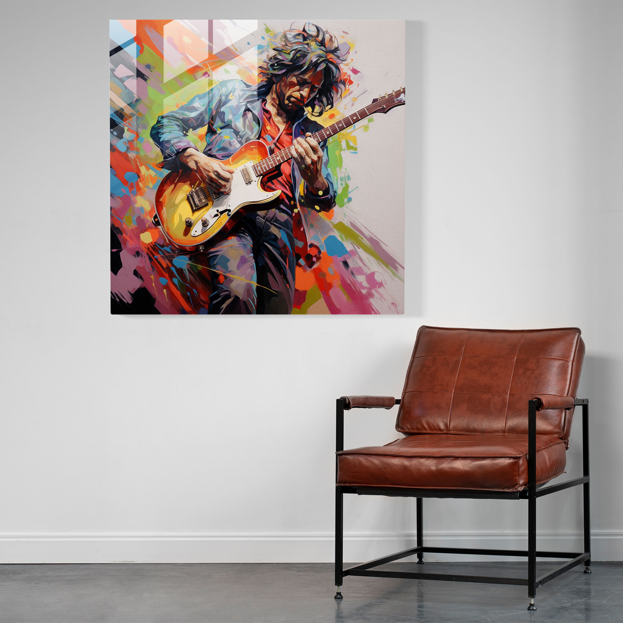 Rolling Stones Glass Print, Abstract Keith Richards' Guitar Riffs - Rolling Stones, Rolling Stones, Home Decoration, Modern Art