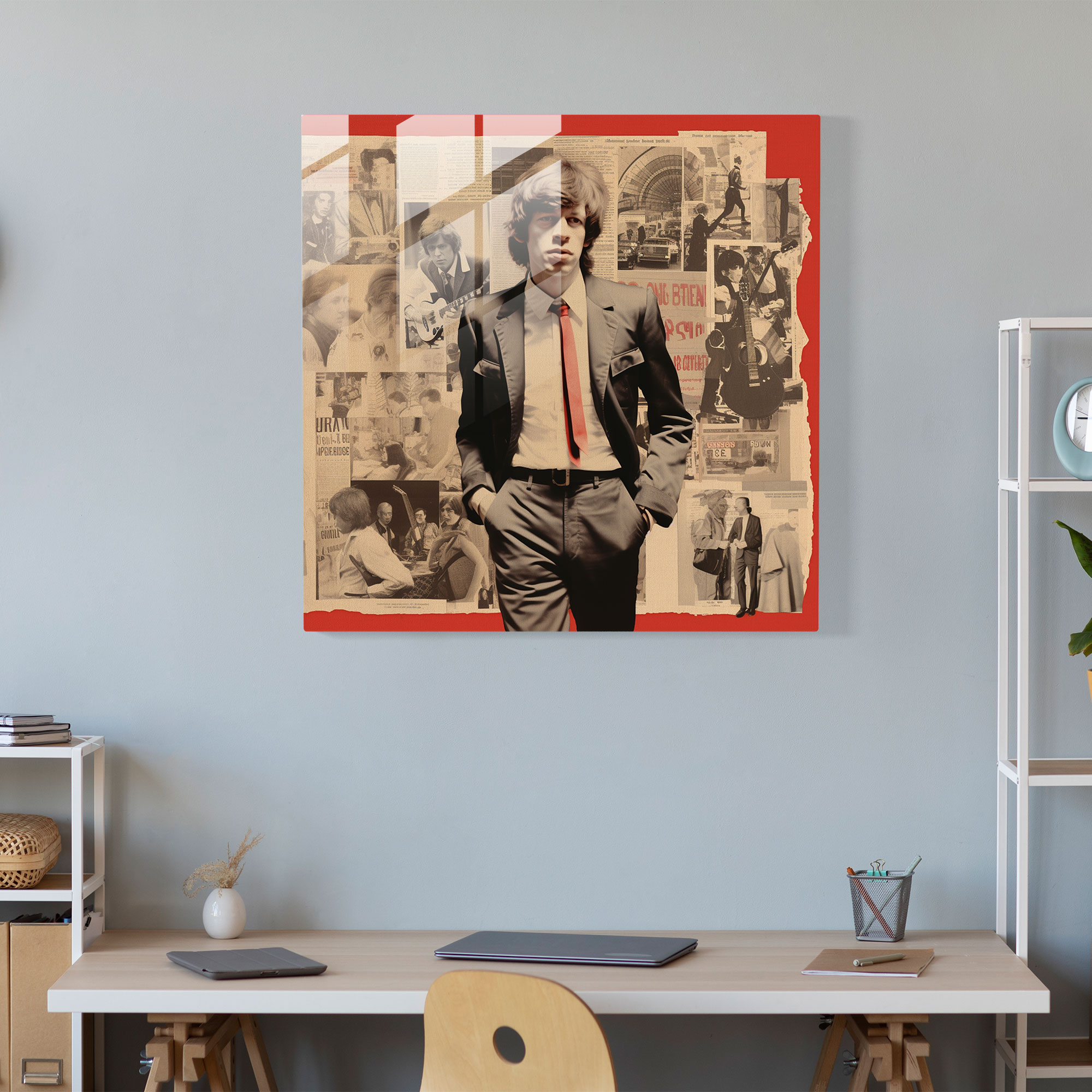 Glasbild Rolling Stones - Rolling Stones Glas Kunst Collage Kunstwerk