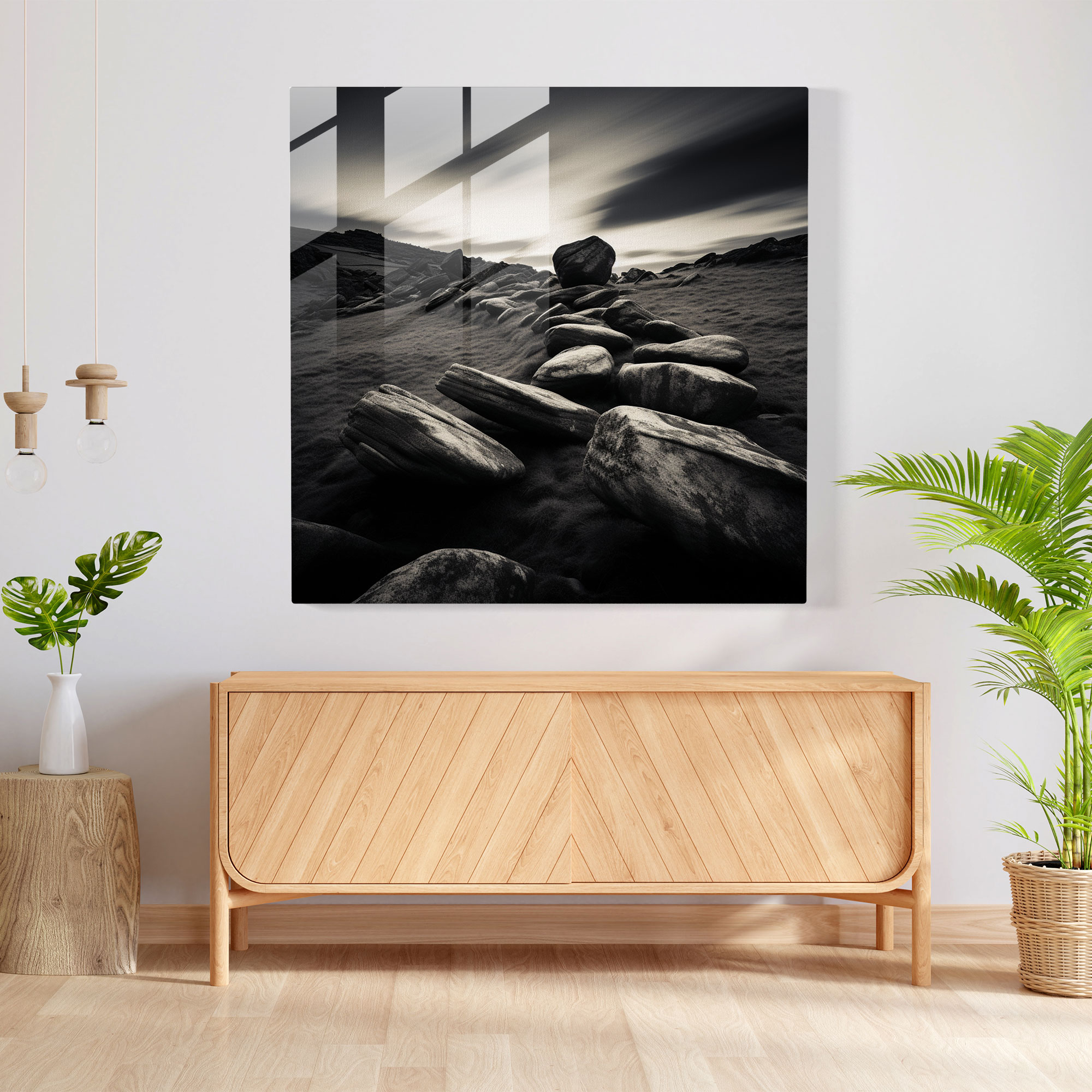 Rolling Stones Glass Print - Rolling Stones, Rolling Stones, Home Decoration, Black And White Photograph