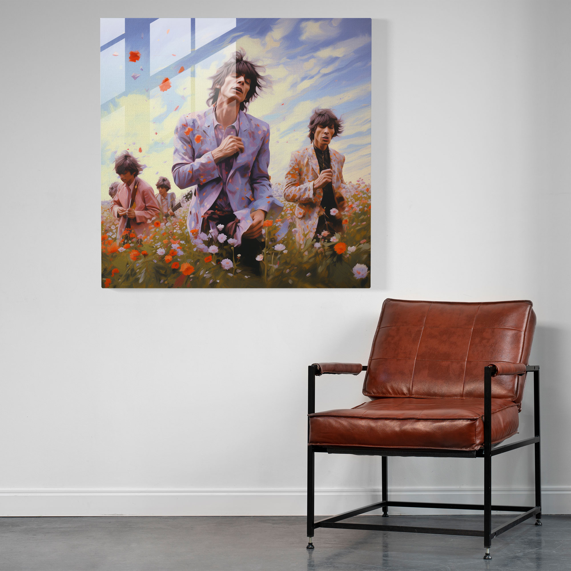 Rolling Stones Glass Print - Rolling Stones, Wall Decoration, Impressionist Painting, Glass Print