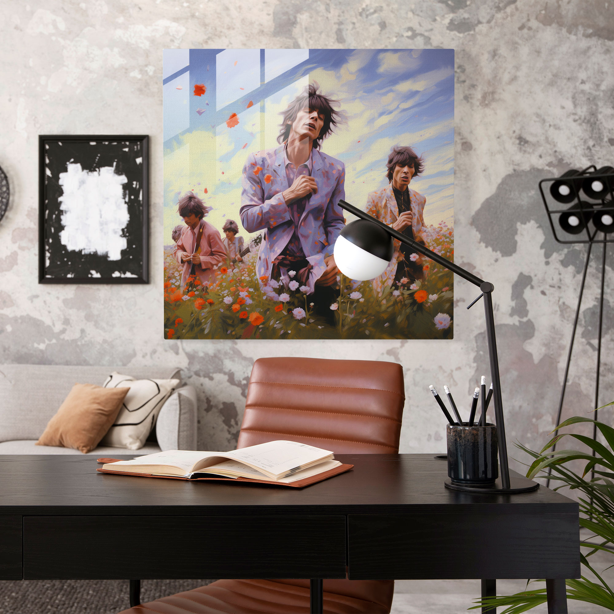 Rolling Stones Glass Print - Rolling Stones, Wall Decoration, Impressionist Painting, Glass Print