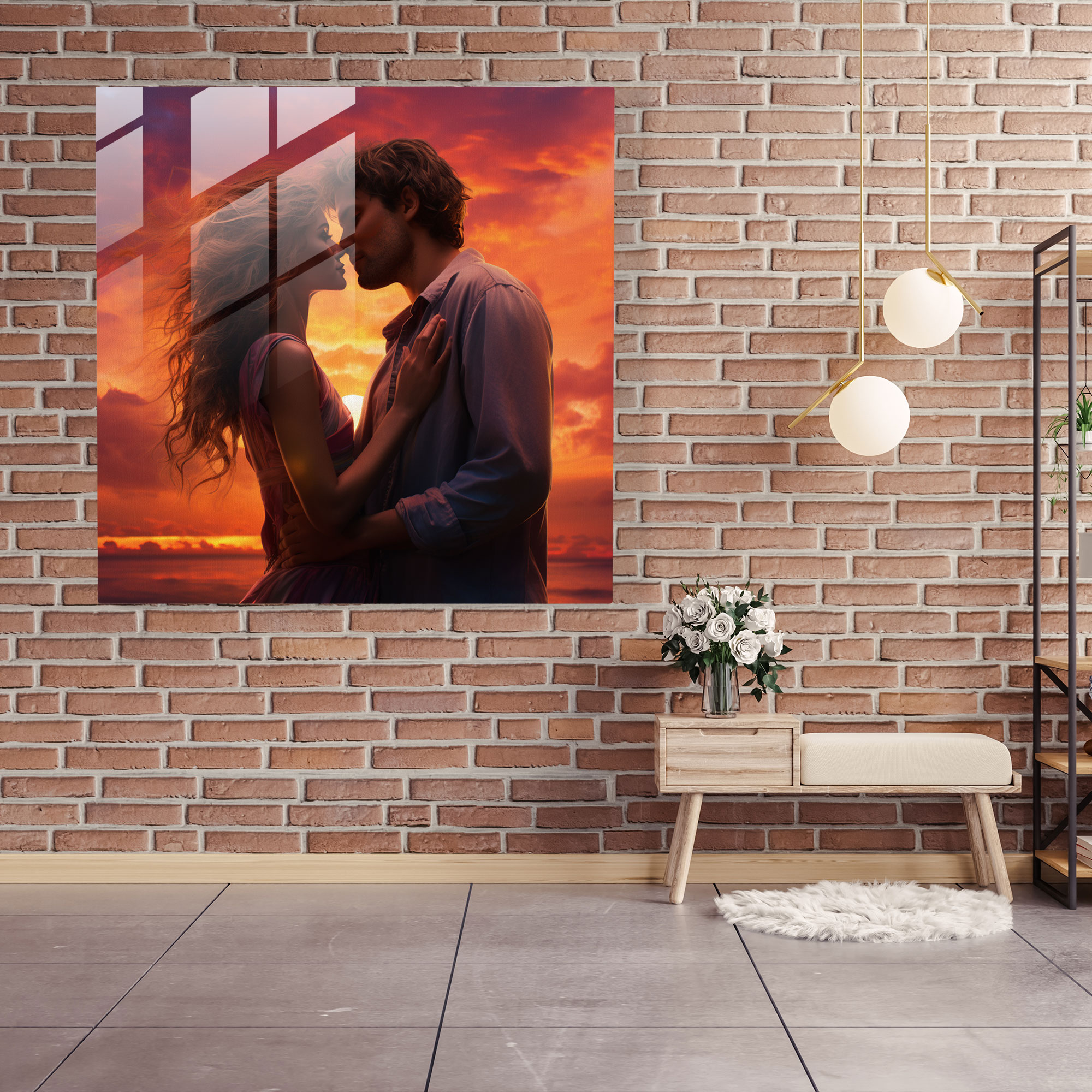 Romantic Sunset Glass Print - Romantic, Colorful Sunset, Glass Art, Home Decoration