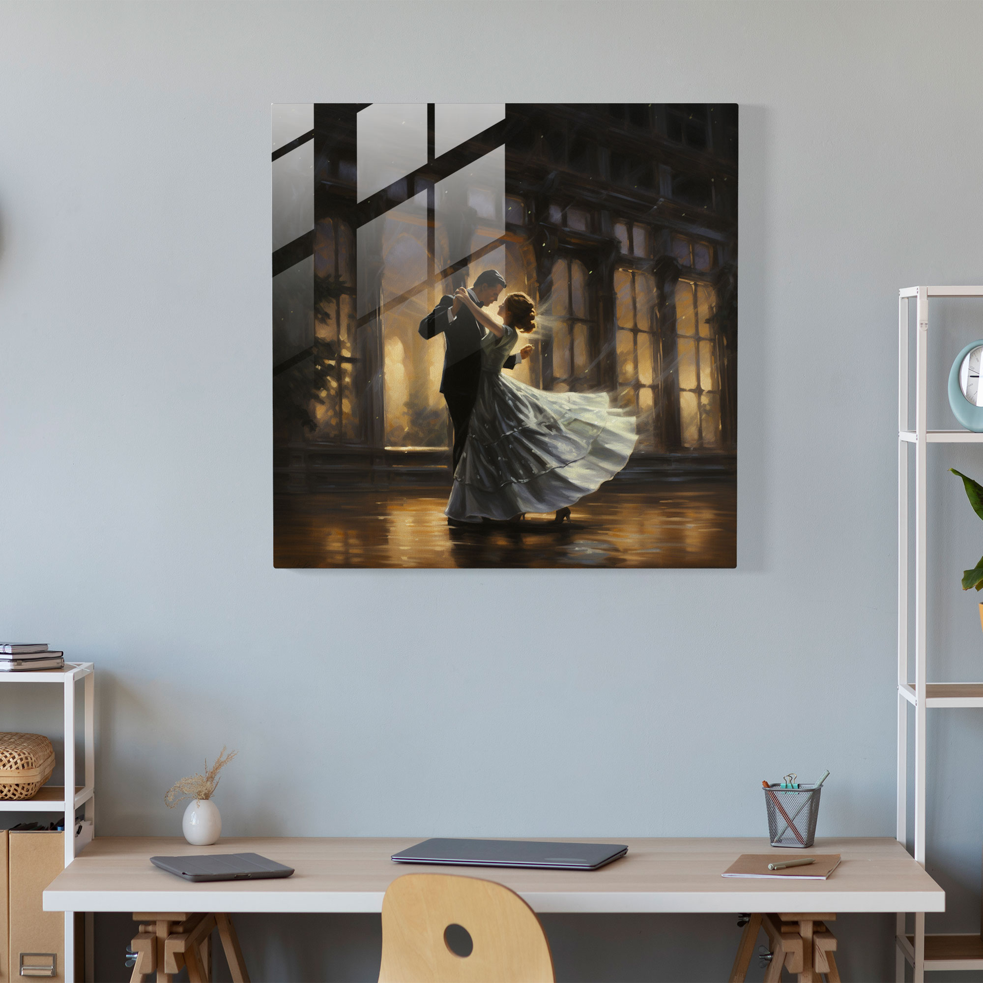 Ay Işığında Salon Cam Baskı - Romantik Cam Sanatı Ev Dekorasyonu