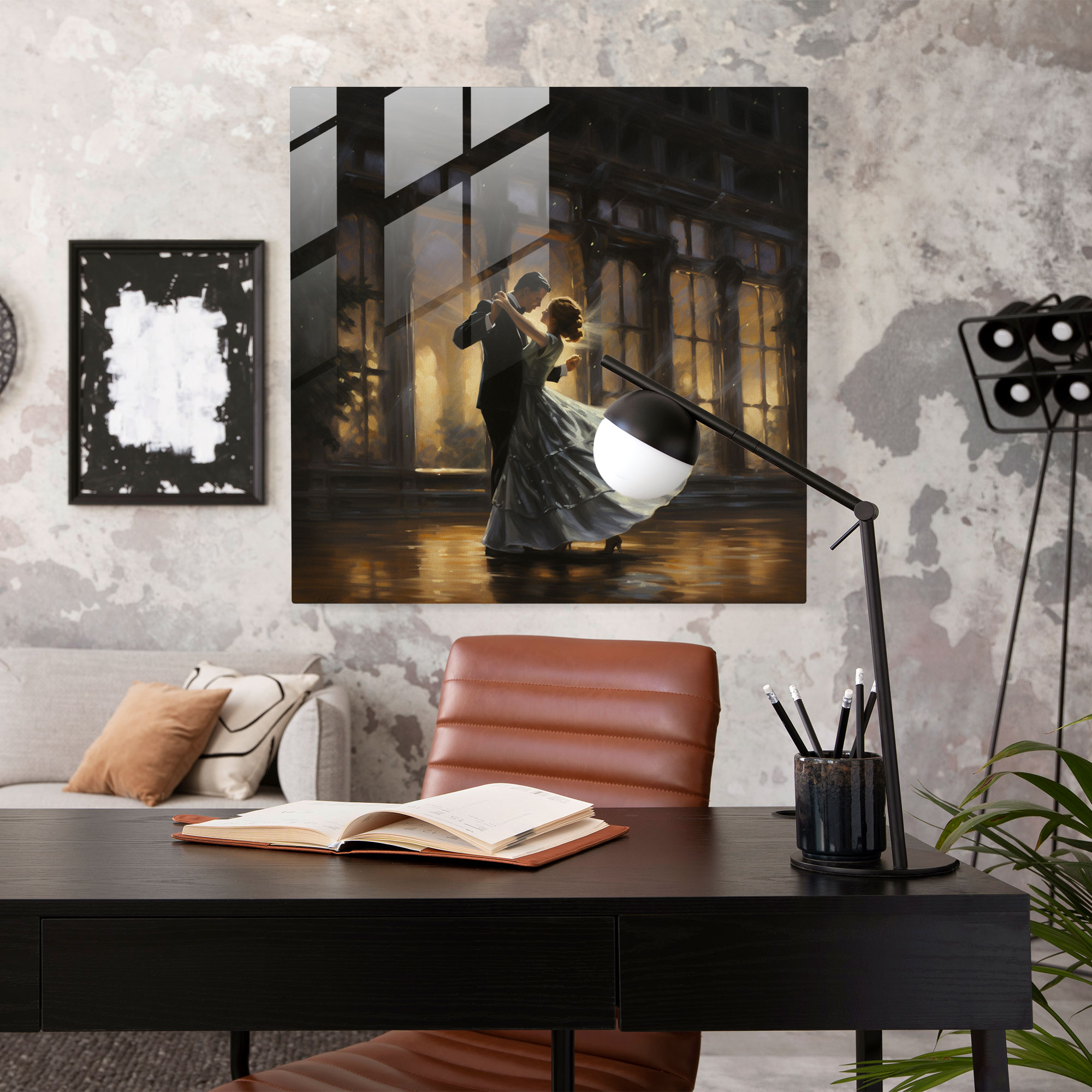 Ay Işığında Salon Cam Baskı - Romantik Cam Sanatı Ev Dekorasyonu