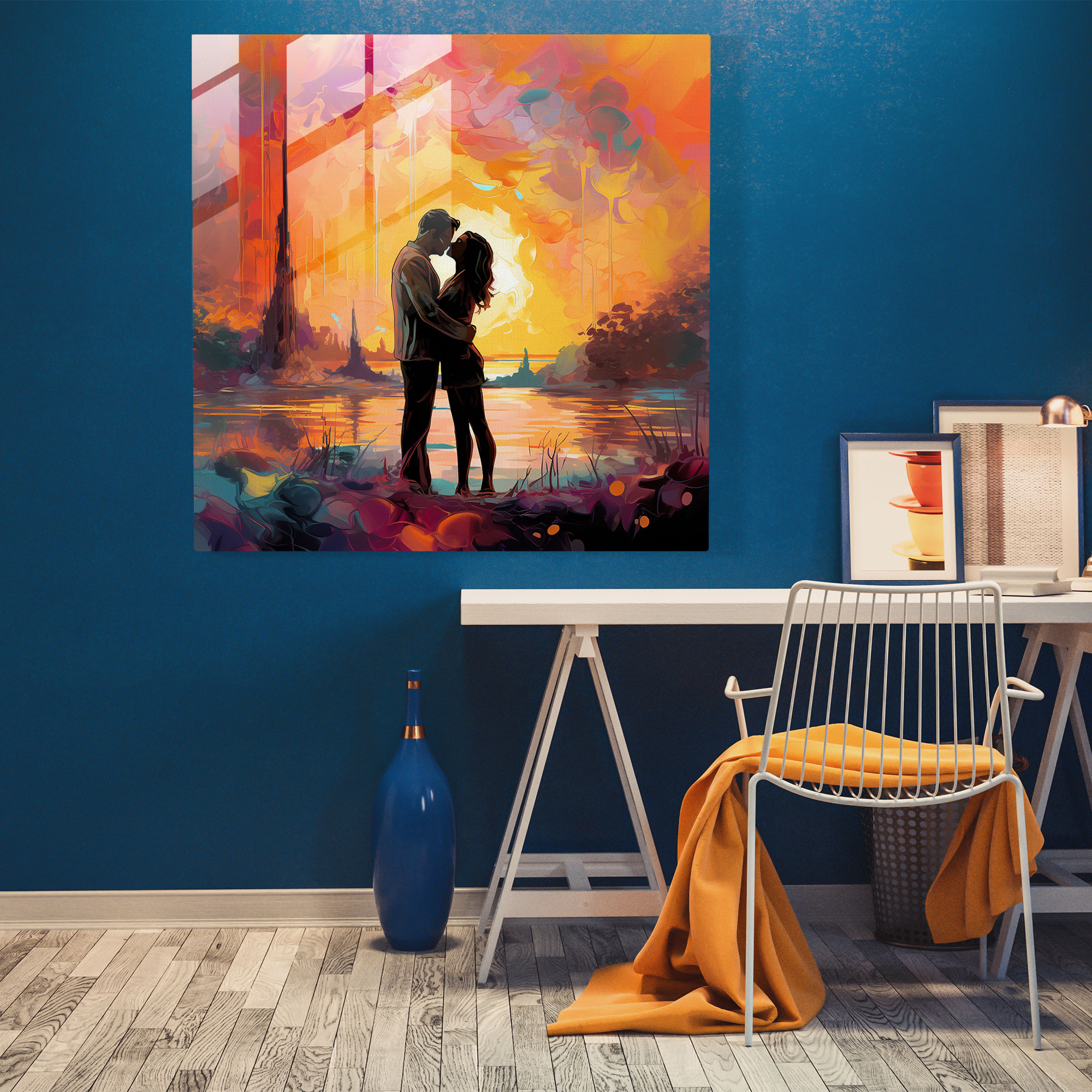 Abstract Kiss Glass Print - Romantic, Glass Art, Home Decoration, Romantic