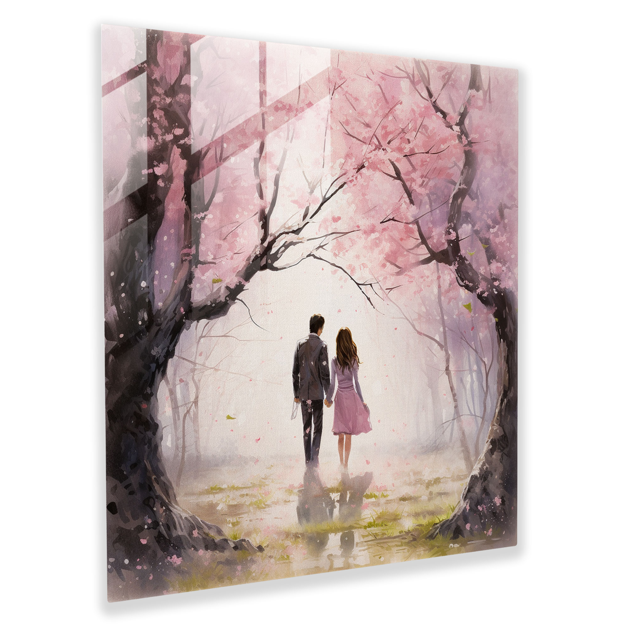 Romantic Watercolor Glass Print - Romantic, Glass Wall Art, Love, Vibrant Colors
