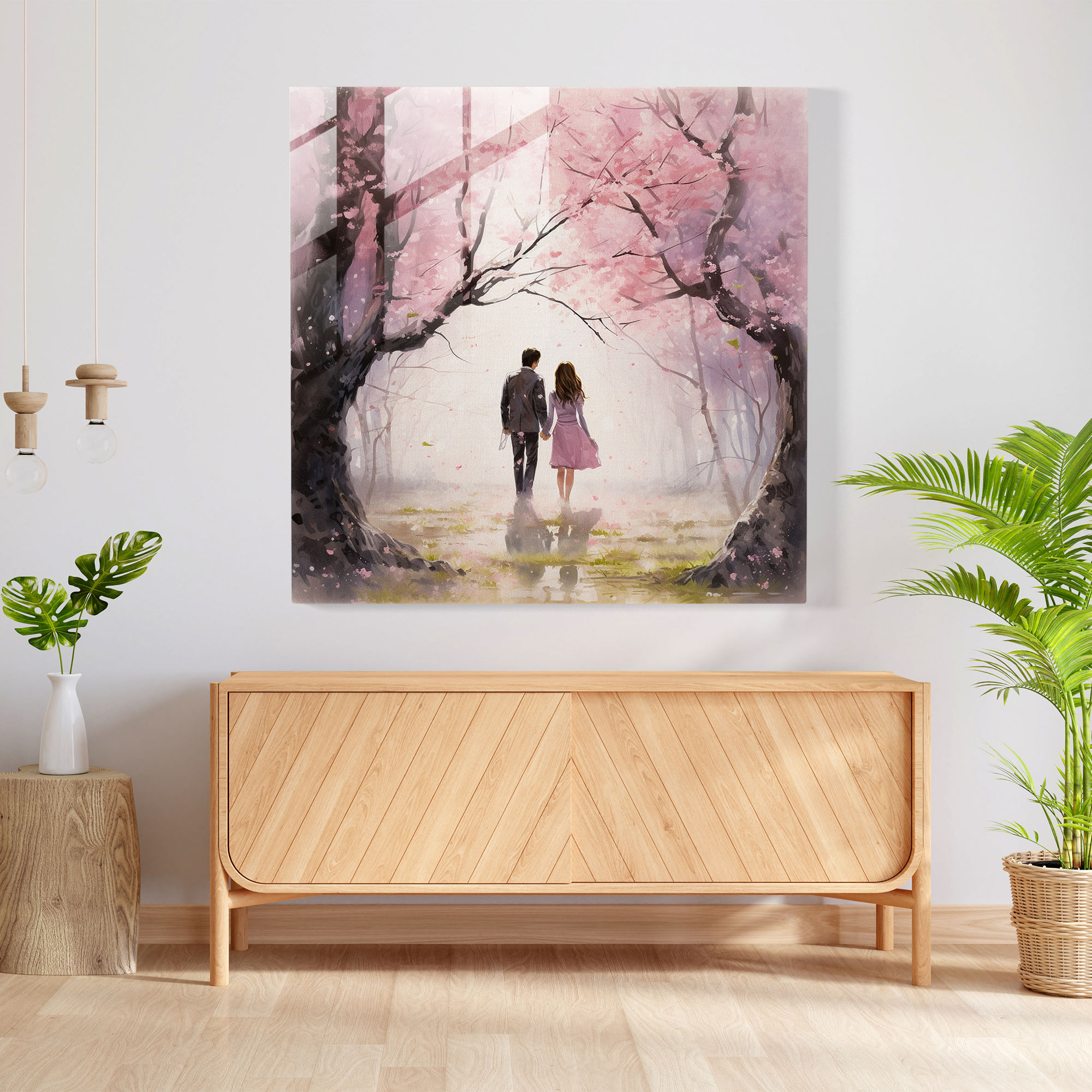 Romantic Watercolor Glass Print - Romantic, Glass Wall Art, Love, Vibrant Colors