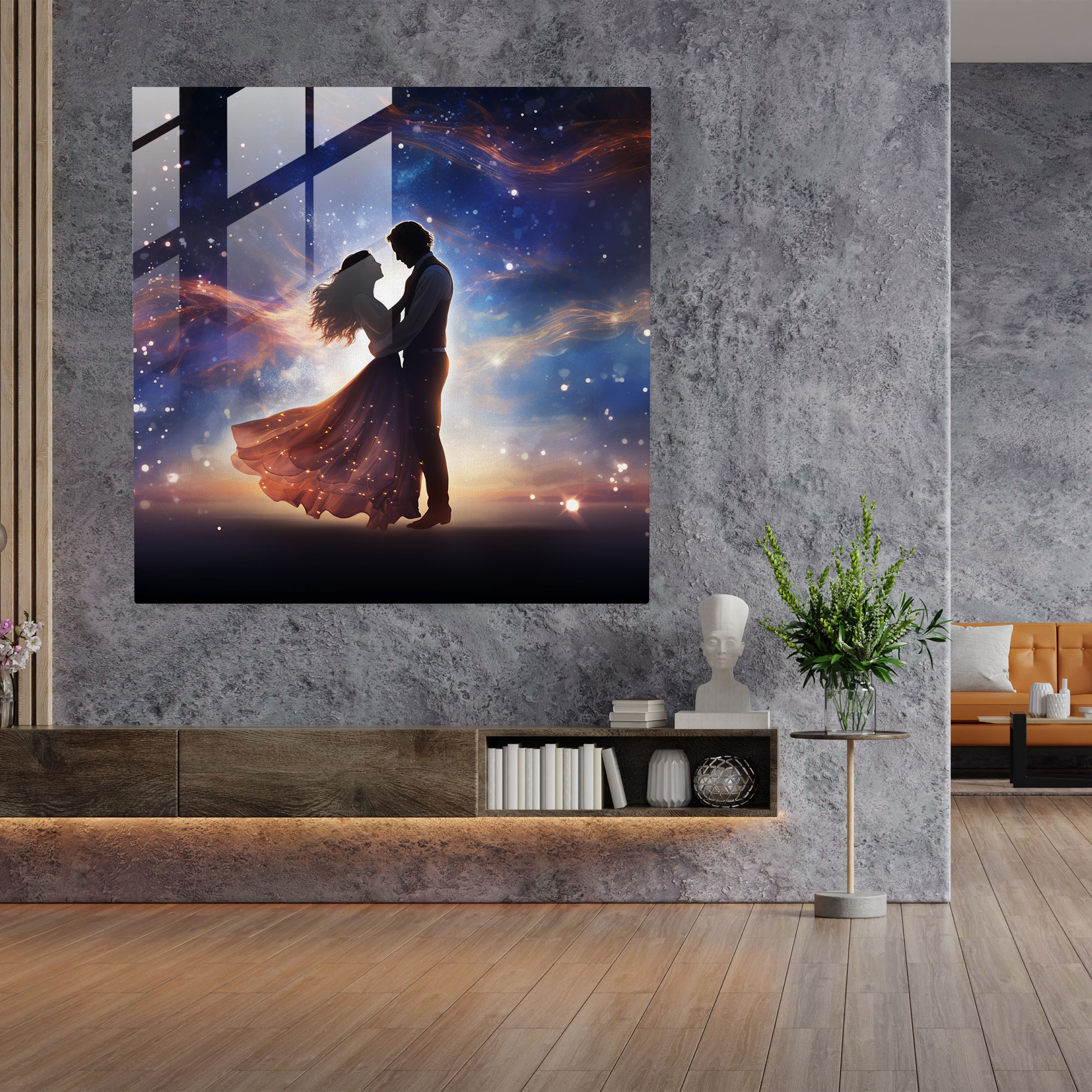 Romantic Dreamy Glass Print - Romantic, Wonder, Starlit Sky, Magic