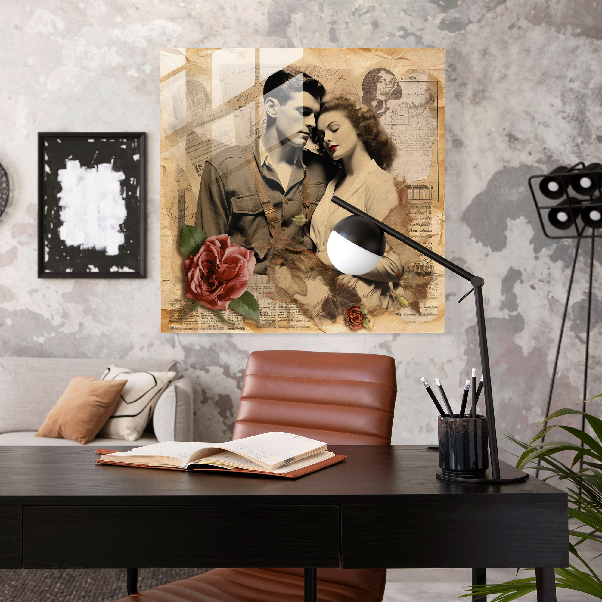 Romantic Vintage Collage Glass Print - Romantic, Glass Wall Art, Vintage-Inspired Collage, Modern Art