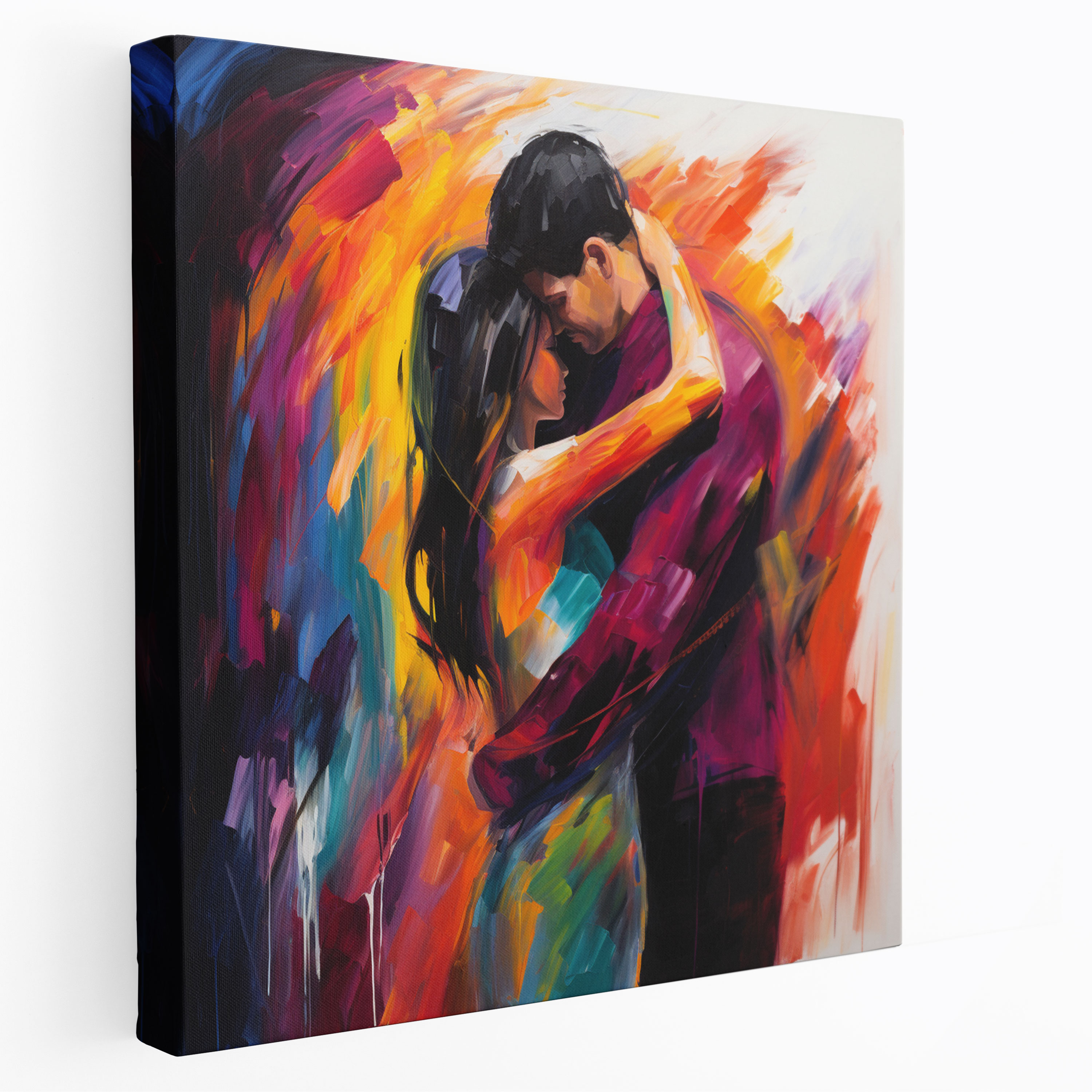 Romantic Abstract Canvas Print - Romantic, Couple Embracing, Wall Decoration, Canvas Wall Art