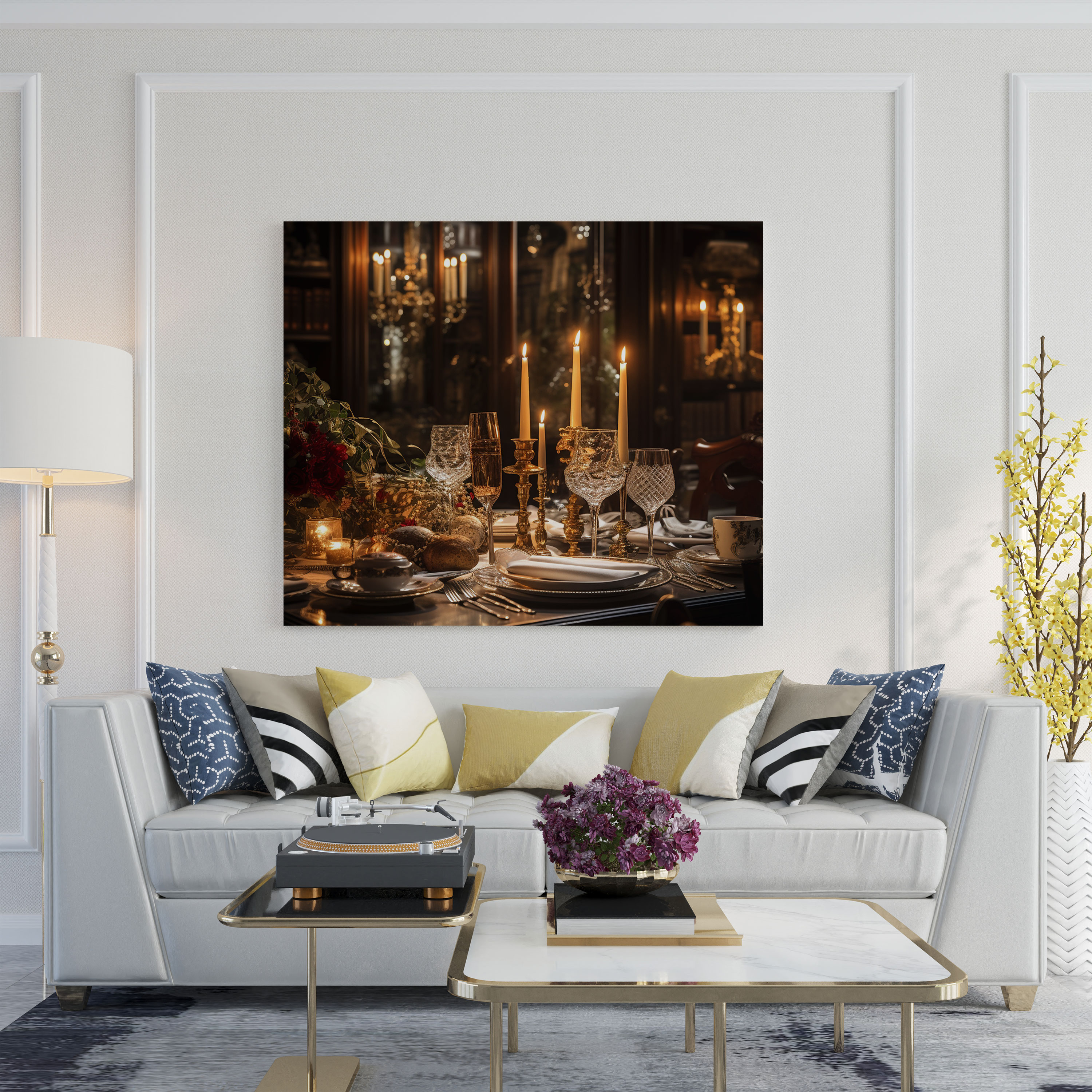 Romantic Dinner Canvas Print - Romantic, Candlelit Dinner Table, Romantic Canvas Print, Photograph