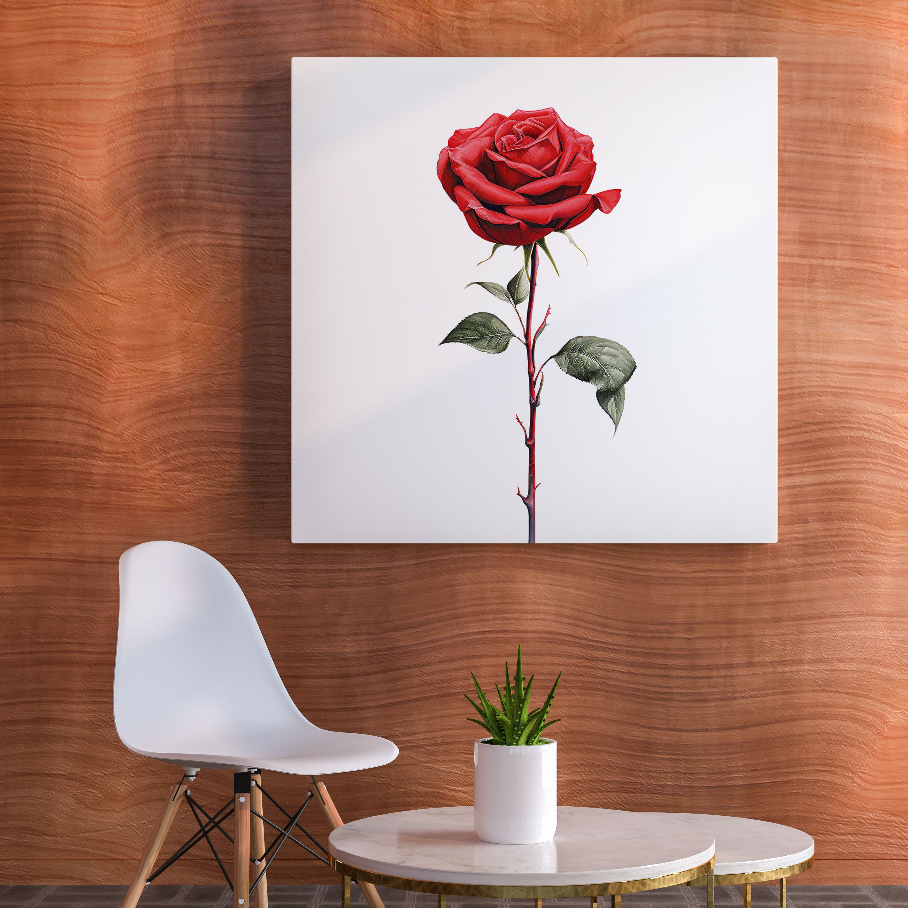 Romantic Red Rose Minimalist Wall Art - Romantic, Wall Art, Love, Minimalist