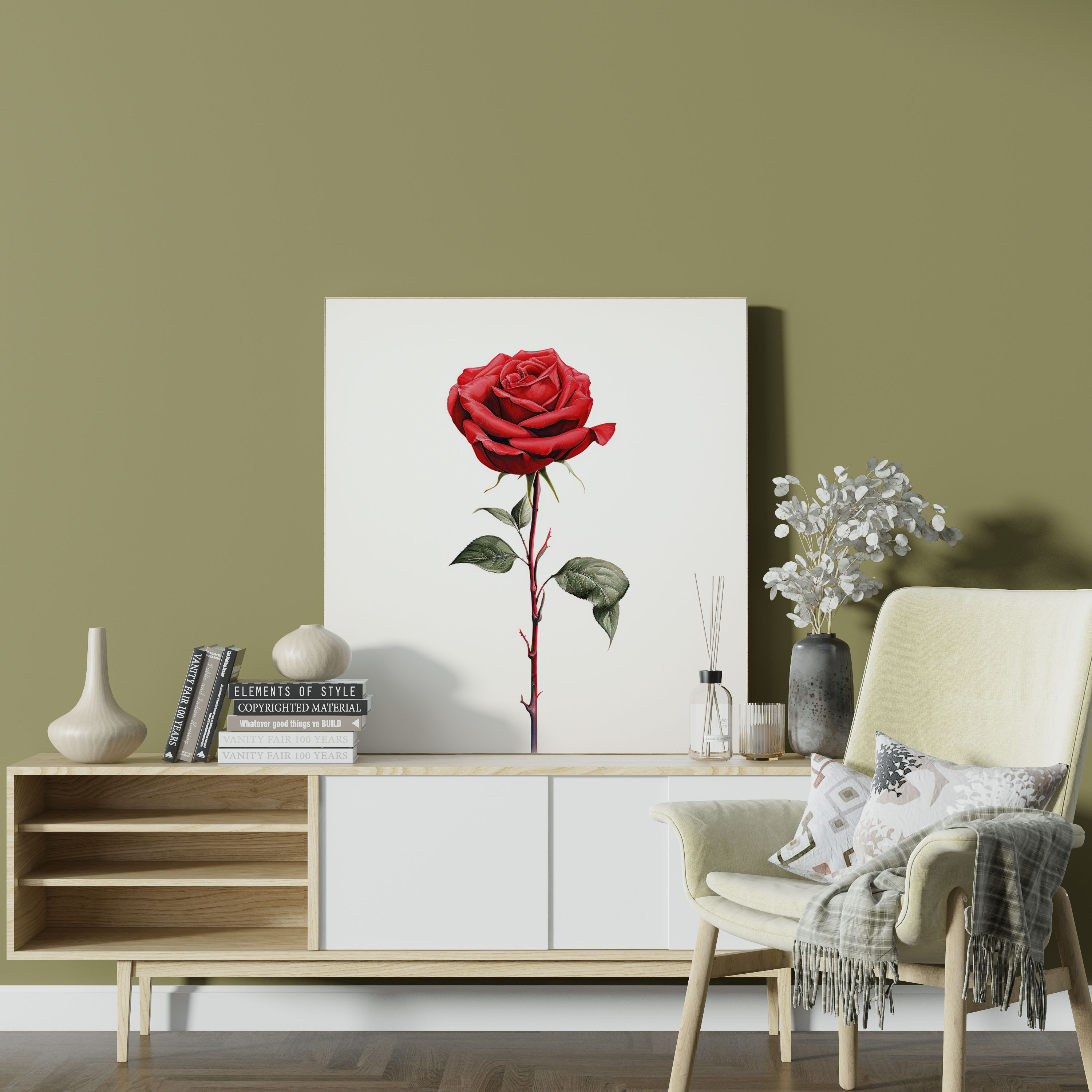 Romantic Red Rose Minimalist Wall Art - Romantic, Wall Art, Love, Minimalist