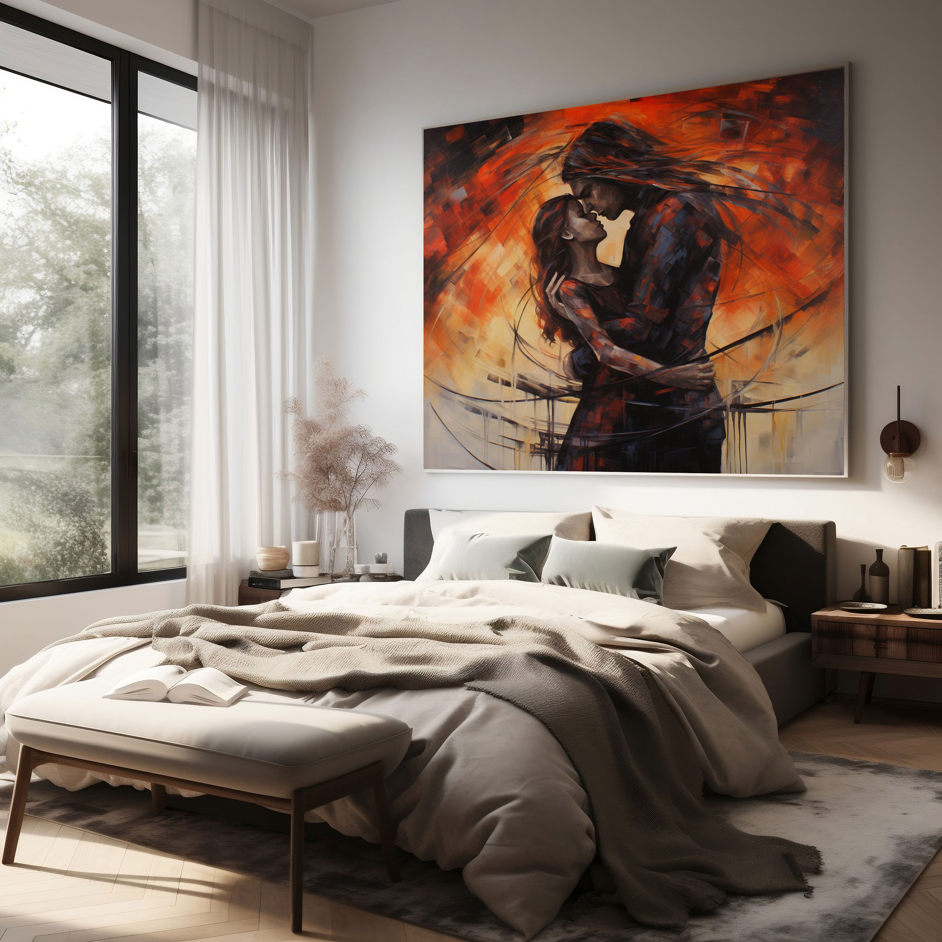 Romantik Kucaklaşma Kanvas Tablo - Ev Dekorasyonu Aşk Romantik