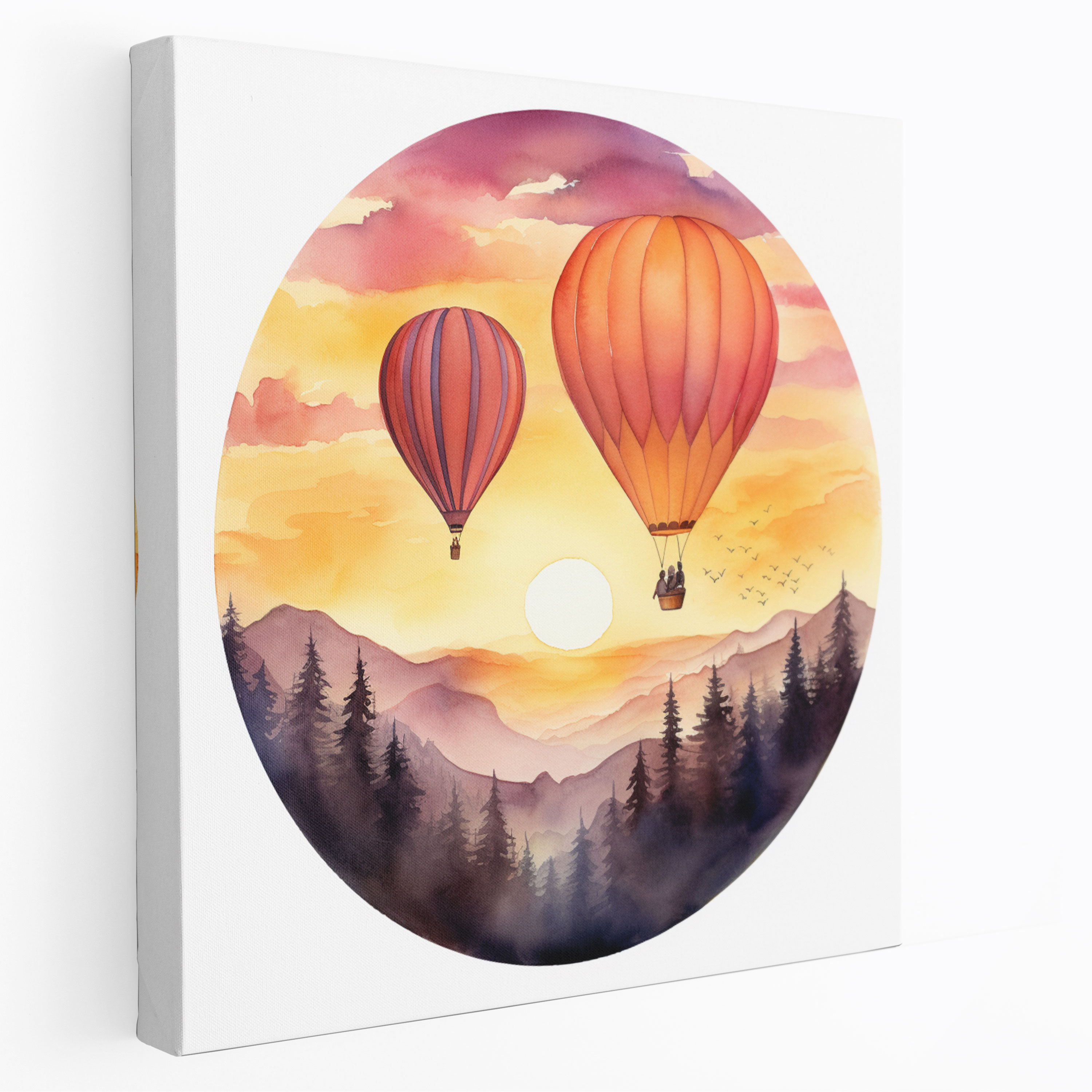 Romantik Sıcak Hava Balonu Kanvas Tablo - Ev Dekorasyonu Büyü Kanvas