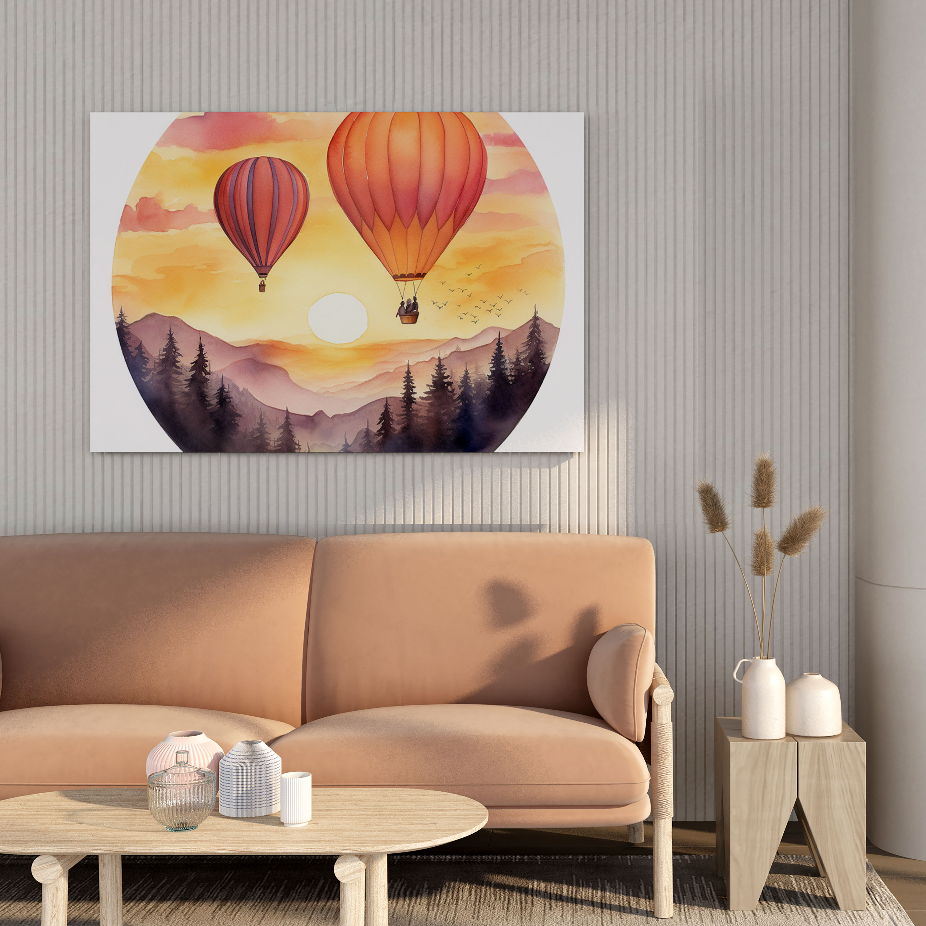 Romantik Sıcak Hava Balonu Kanvas Tablo - Ev Dekorasyonu Büyü Kanvas