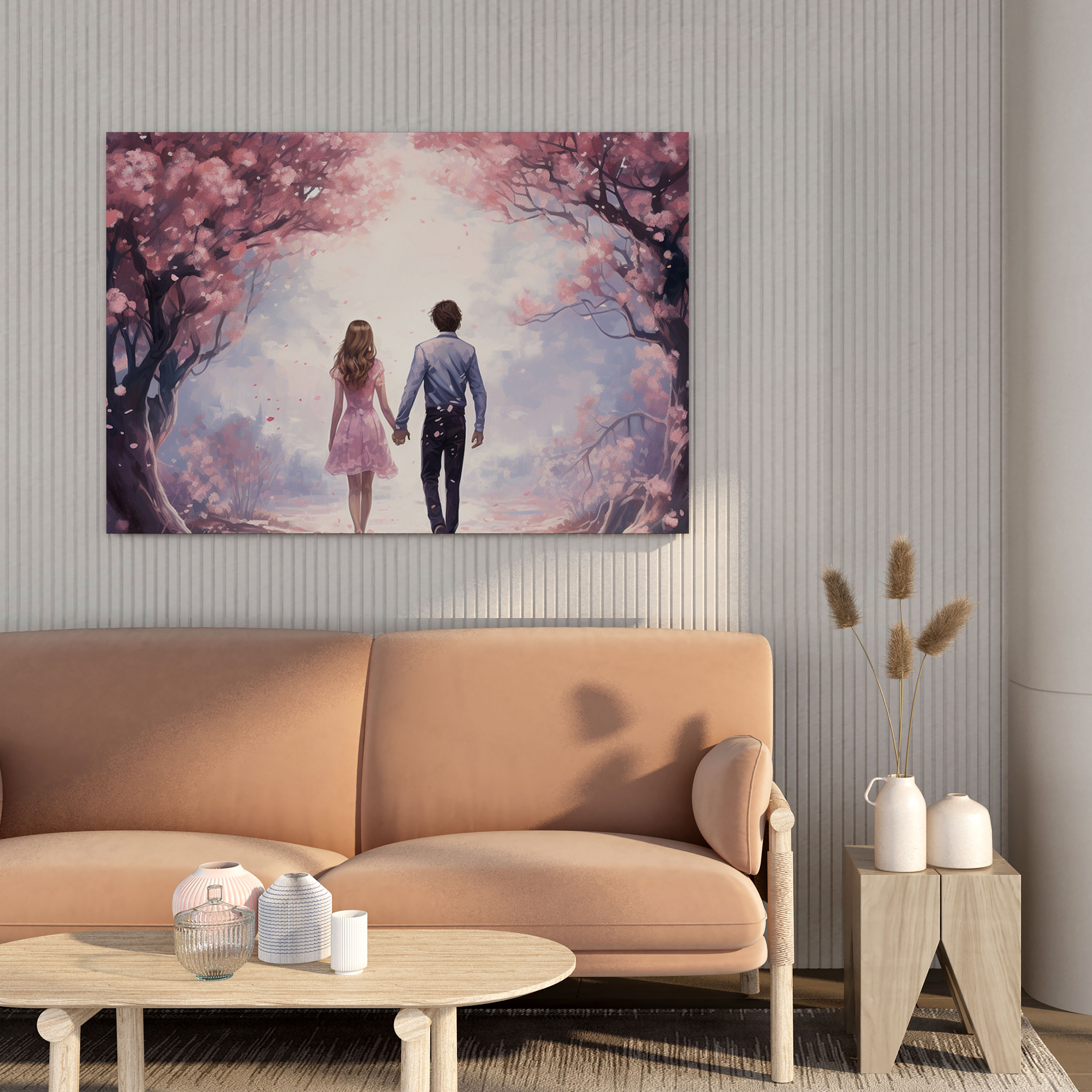 Romantic Cherry Blossom Wall Art - Romantic, Lovers, Canvas, Wall Art