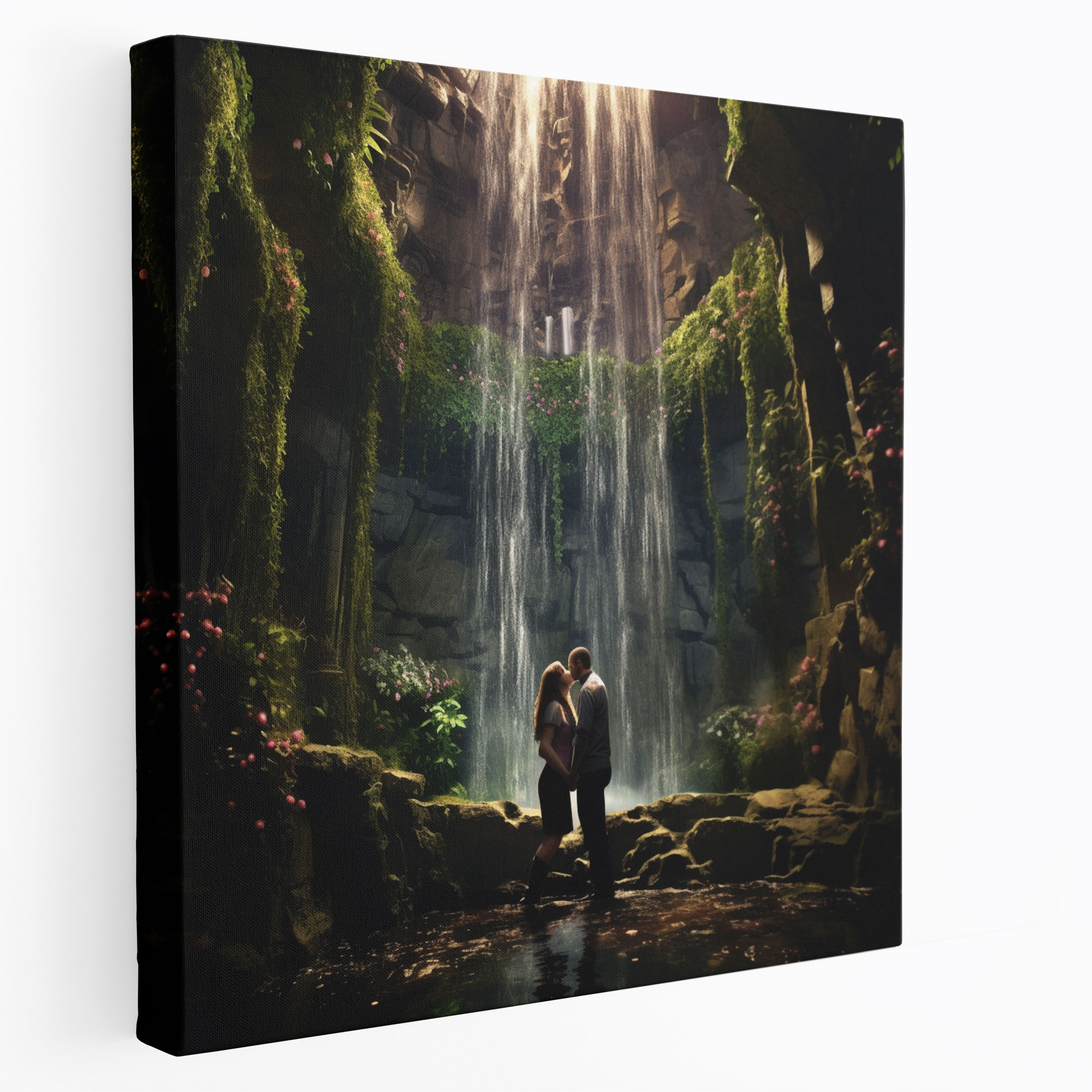 Romantic Waterfall Canvas Print - Romantic, Canvas, Couple, Waterfall