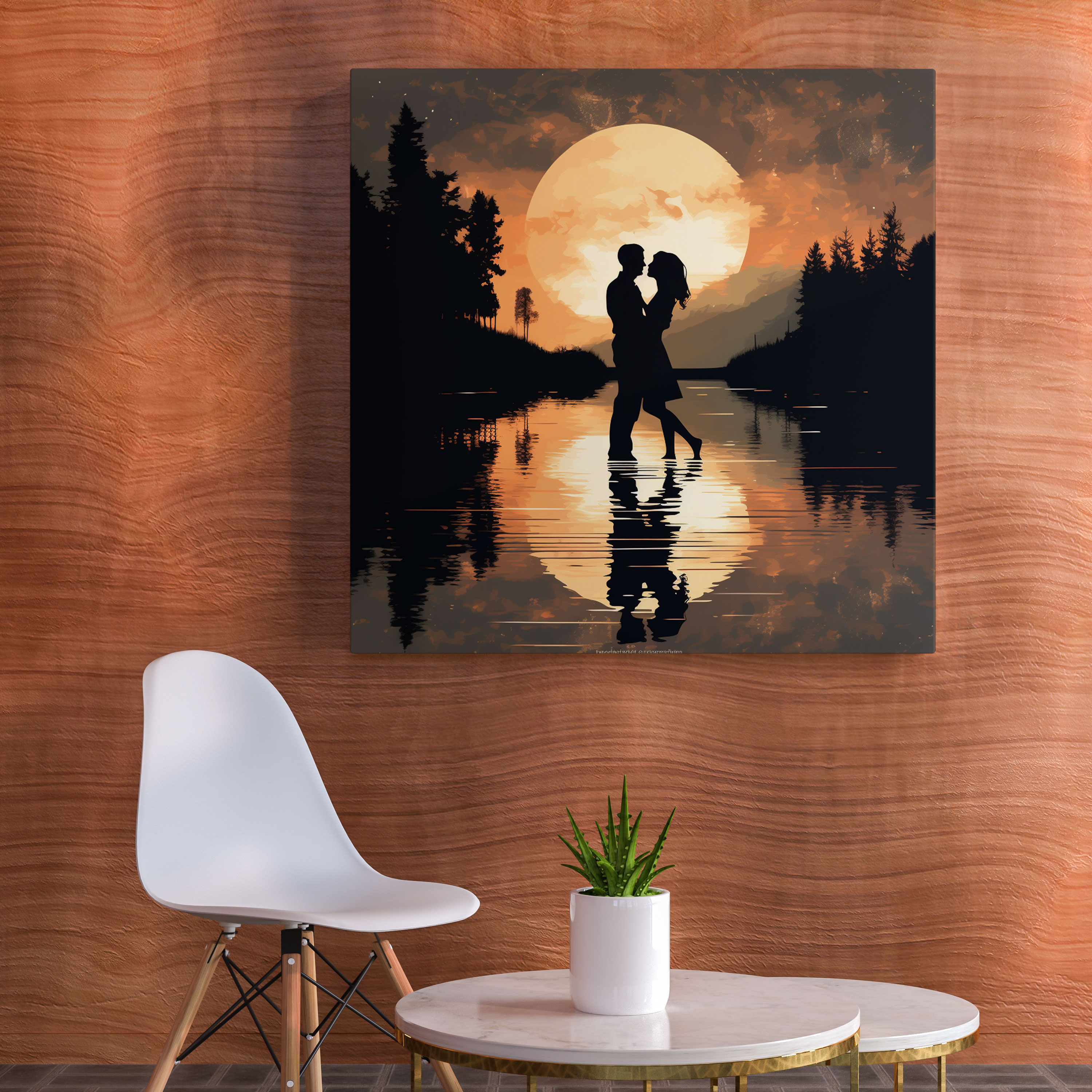 Romantic Moonlight Dance Wall Art - Romantic, Mesmerizing, Passion, Silhouettes