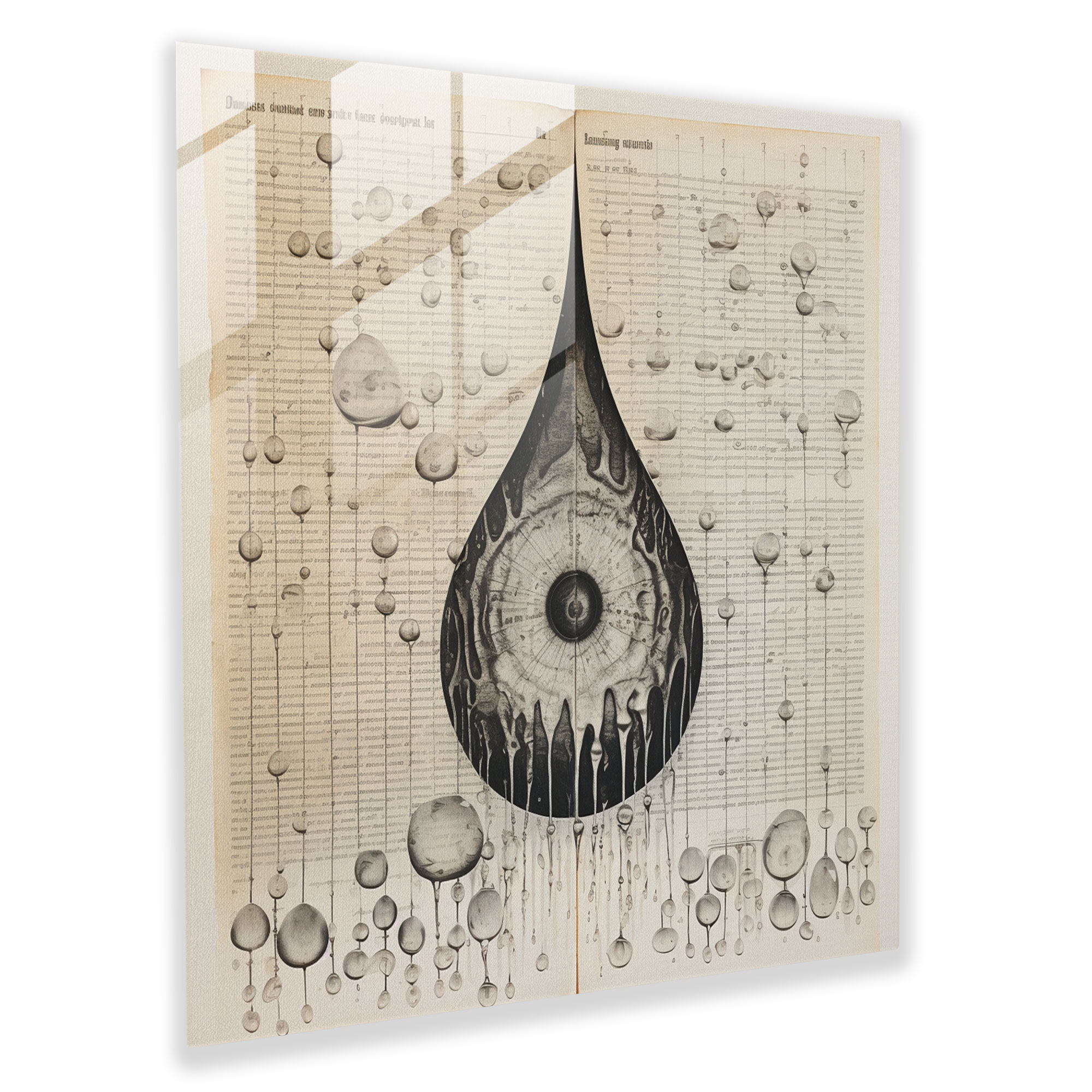 Typographic Rain Glass Print - Rain, Rain, Glass Print, Glass Wall Art