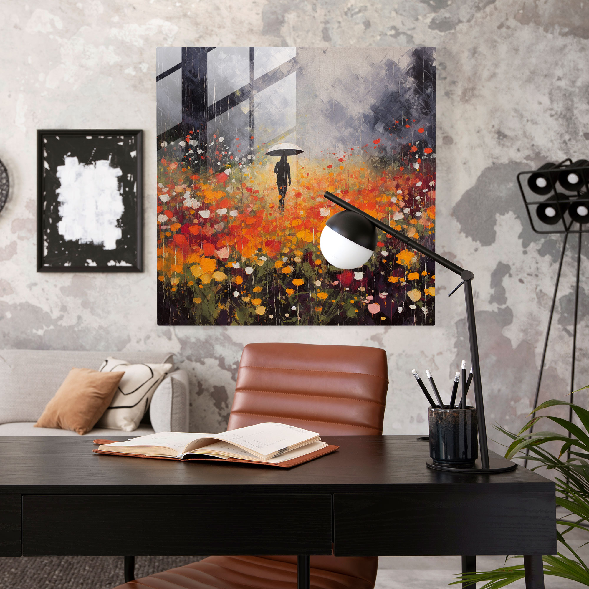Rainy Field Glass Print - Rain, Glass Art, Glass Print, Wall Decoration
