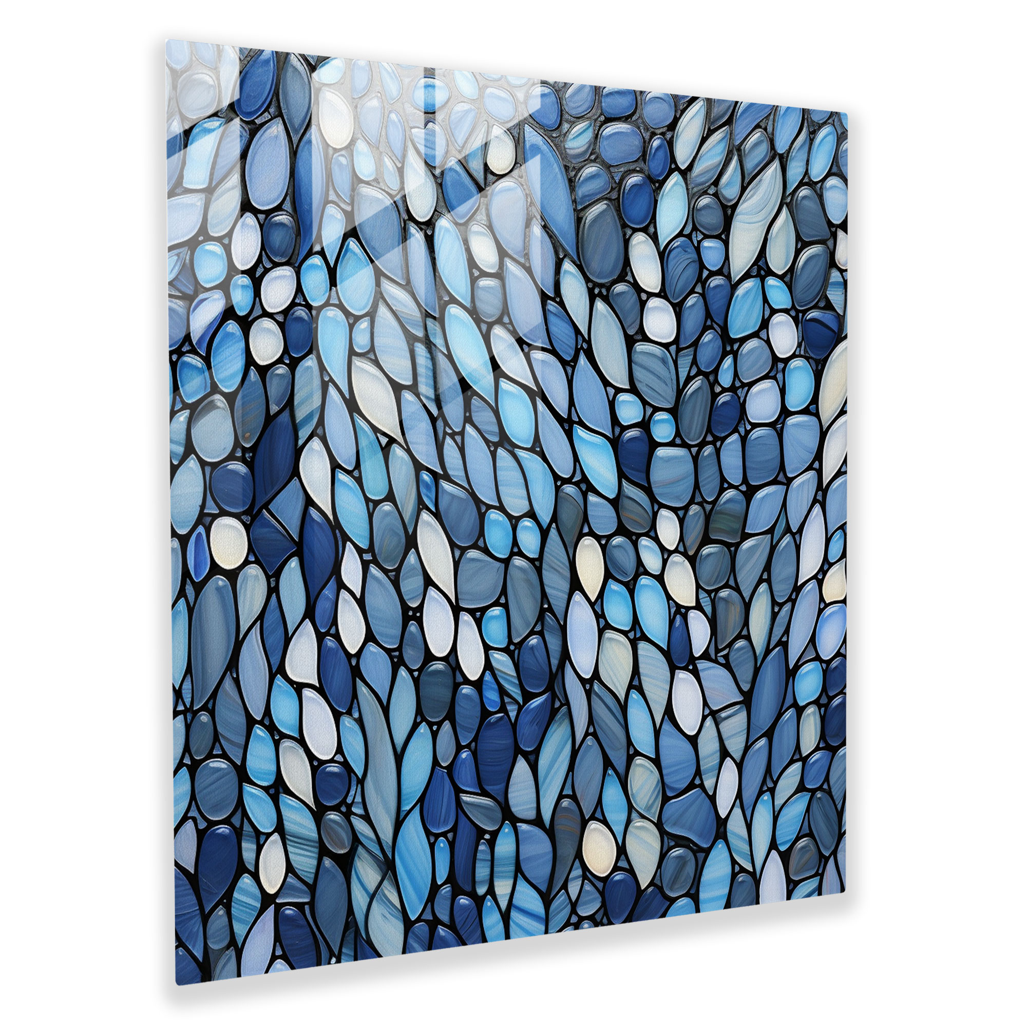 Raindrop Mosaic Glass Print - Rain, Modern Art, Home Decoration, Shades Of Gray