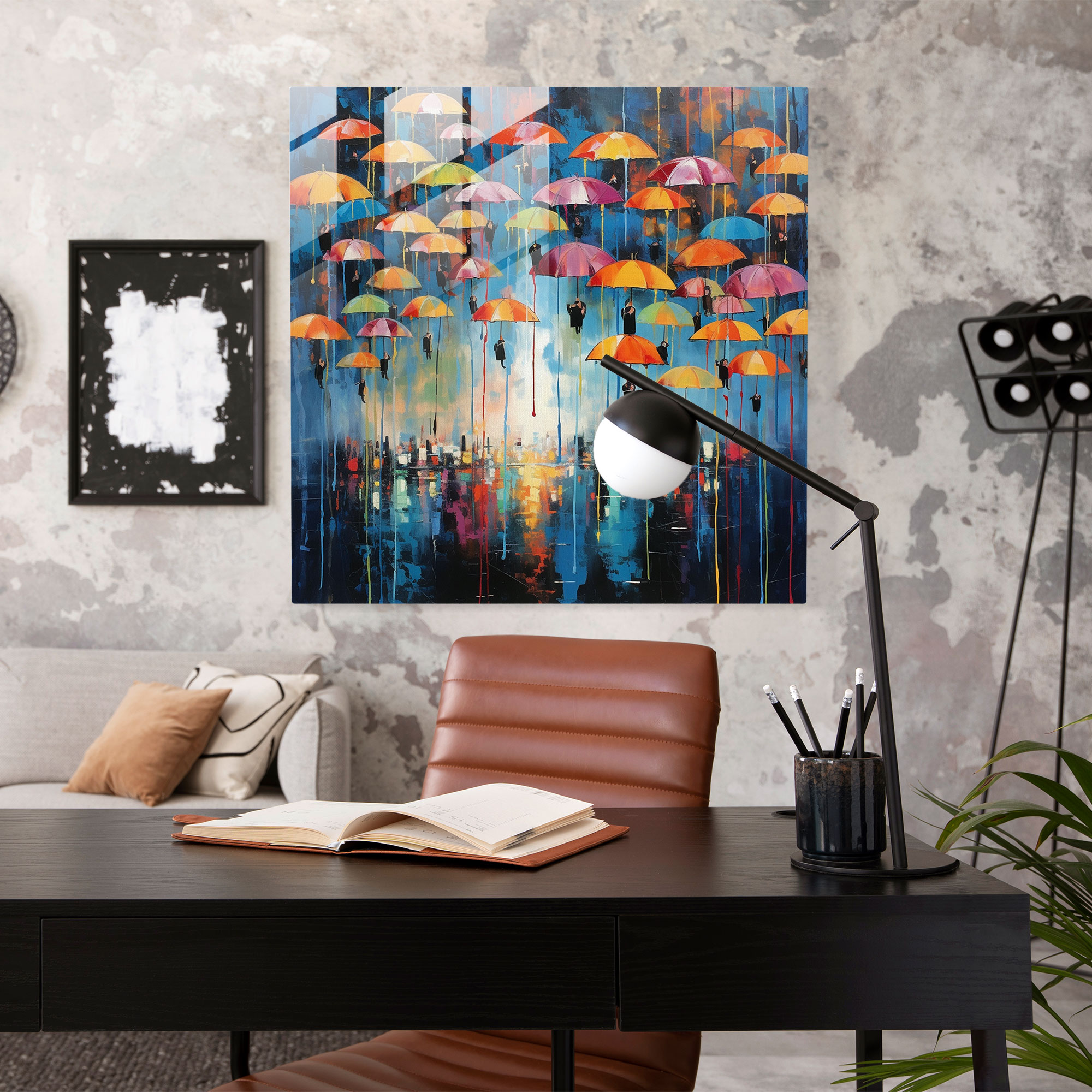 Colorful Umbrellas Glass Wall Art - Rain, Rainy Day, Glass Wall Art, Home Decoration
