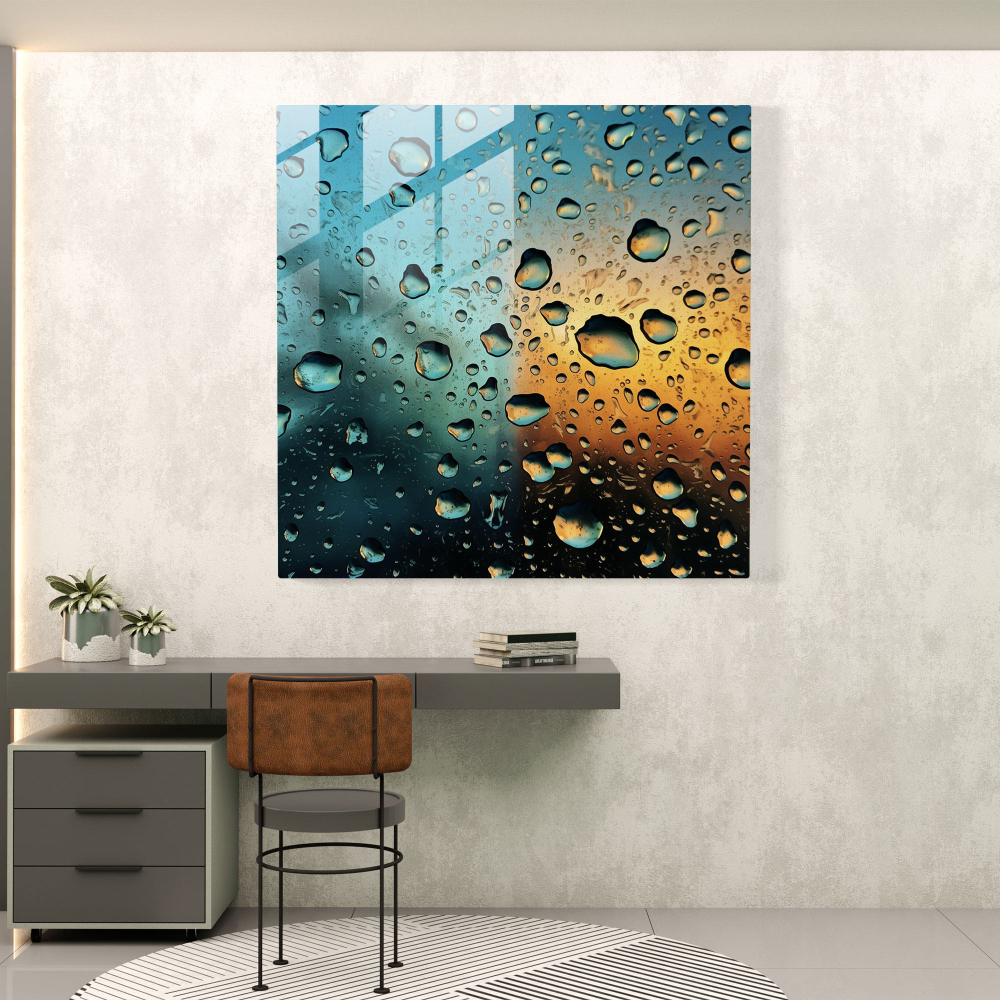 Raindrops Abstract Glass Wall Art - Rain, Glass Art, Photography, Unique