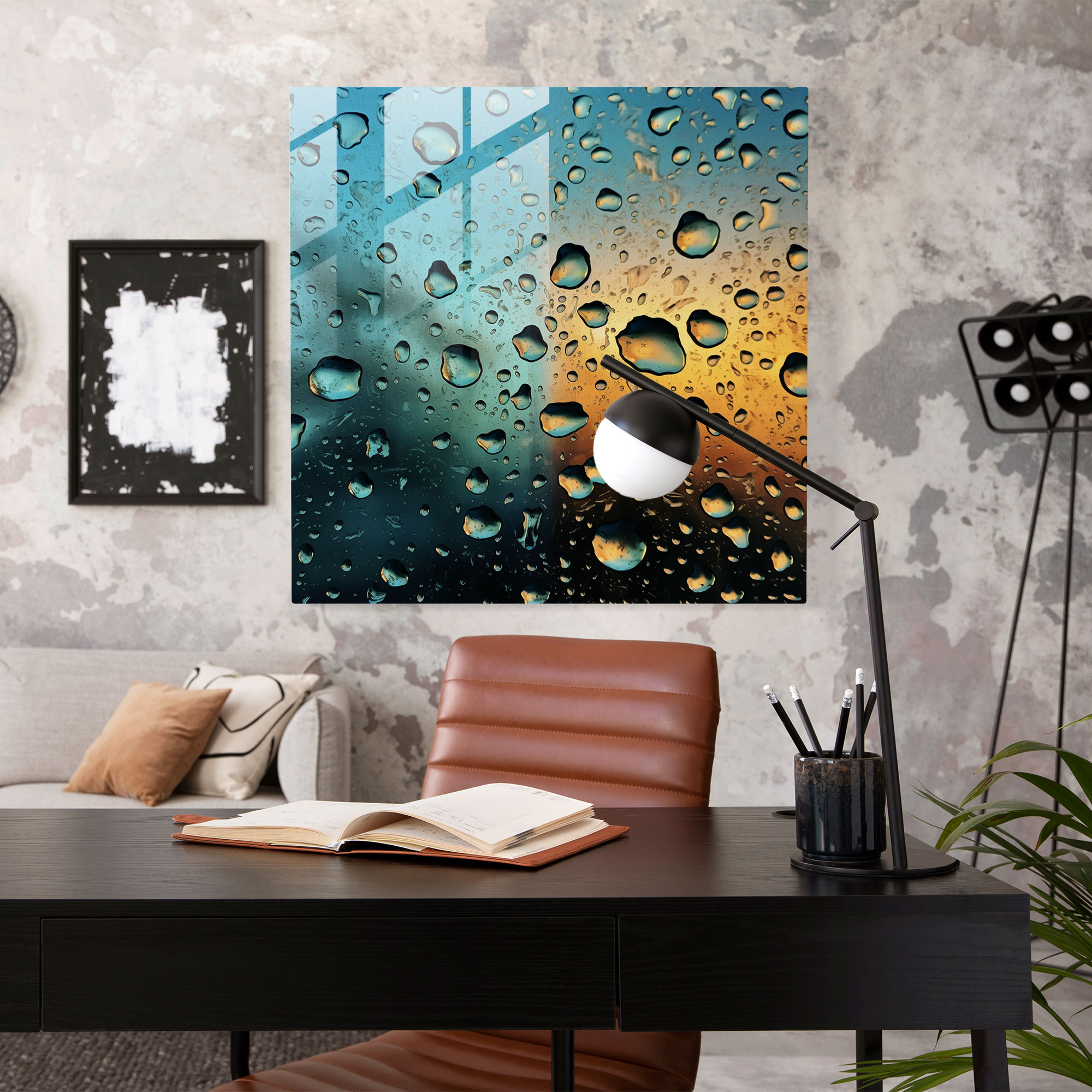 Raindrops Abstract Glass Wall Art - Rain, Glass Art, Photography, Unique