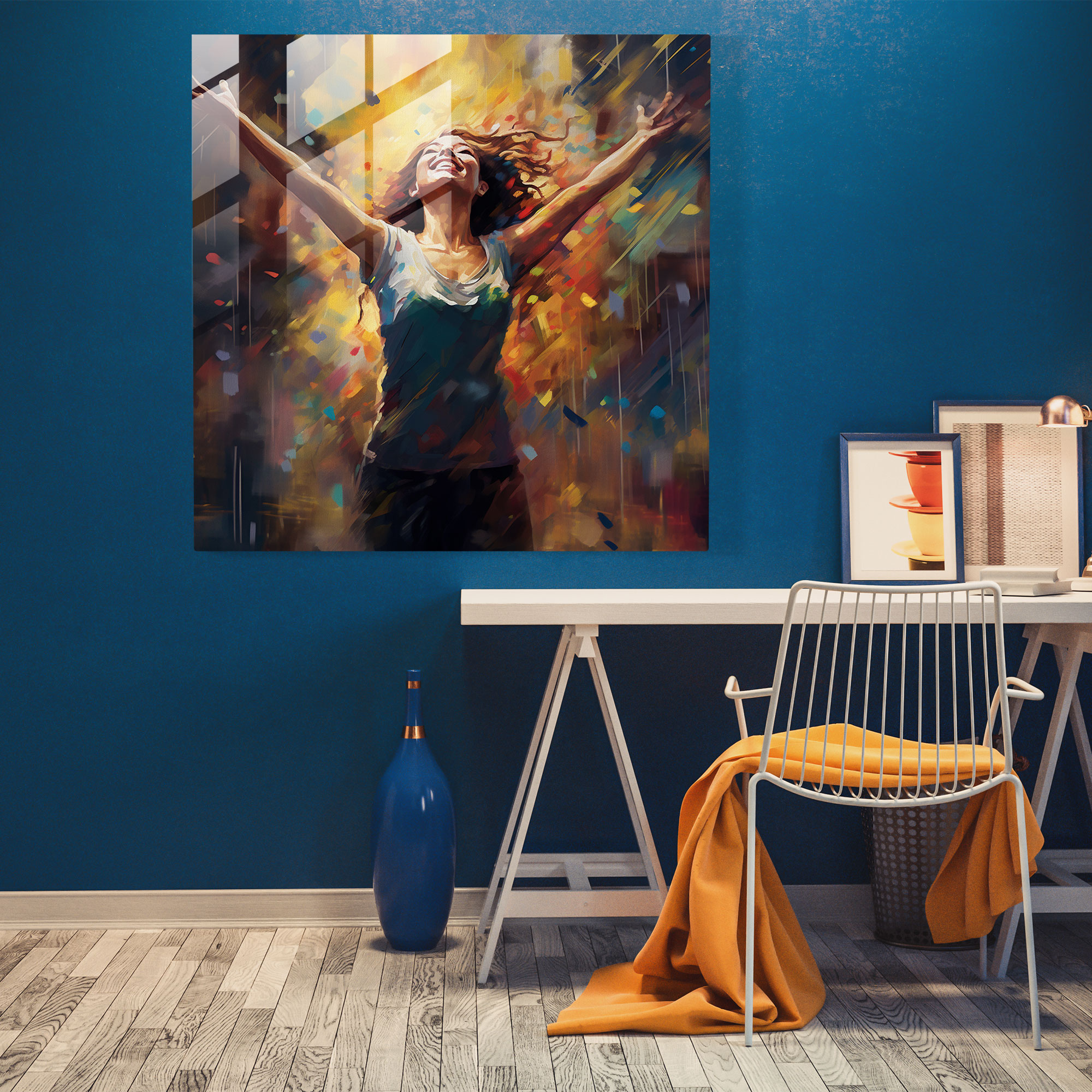 Joyful Rain Dance Glass Wall Art - Rain, Glass Print, Rain, Digital Painting