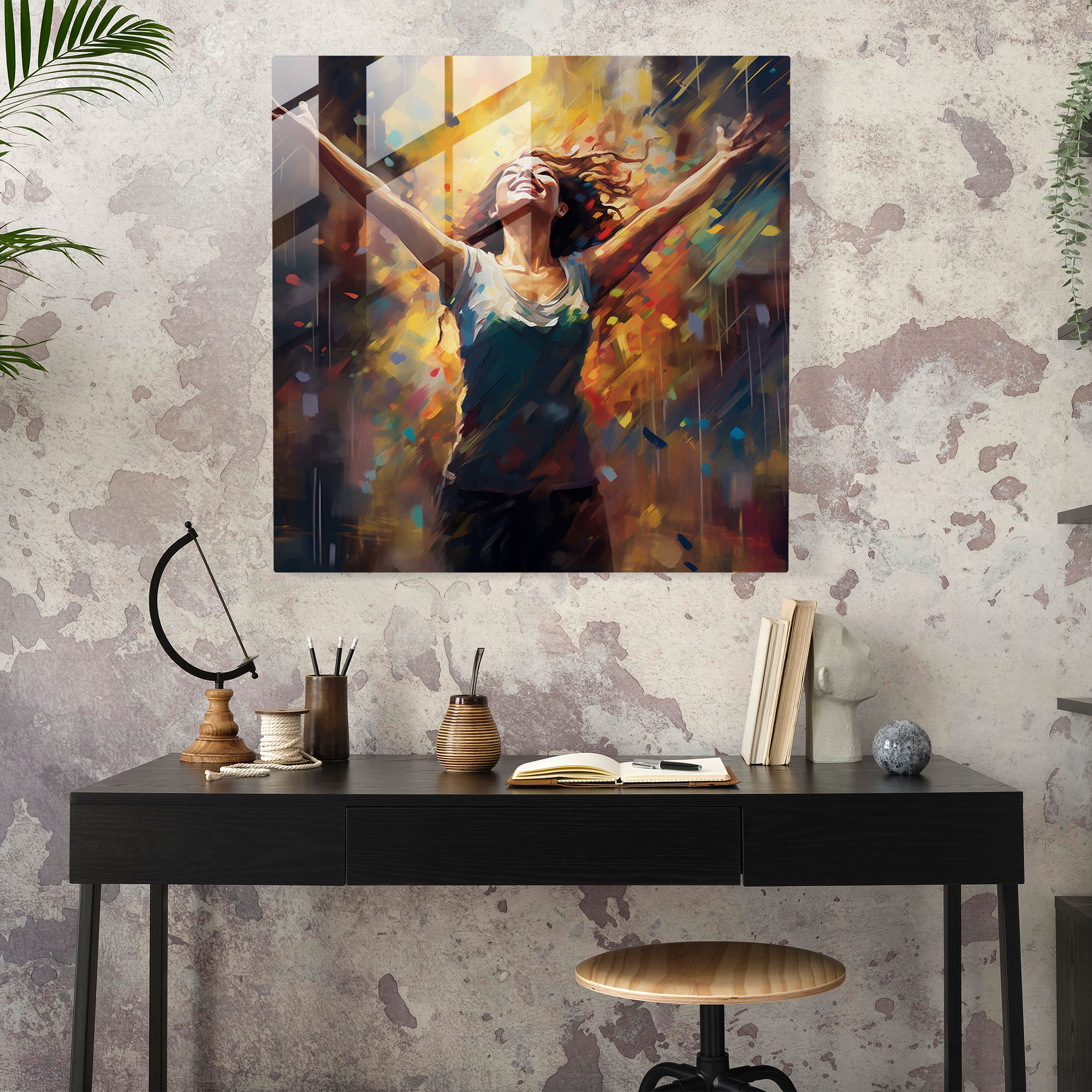 Joyful Rain Dance Glass Wall Art - Rain, Glass Print, Rain, Digital Painting