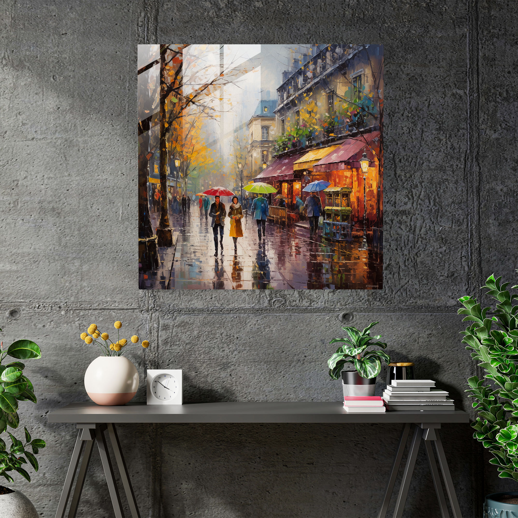 Rainy Day In Paris Glass Wall Art - Rain, Glass Wall Art, Rainy Day, Glass Print