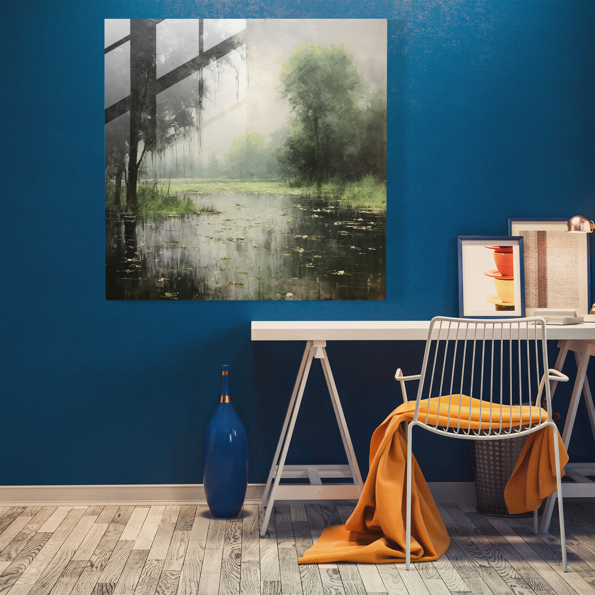 Tranquil Rain Glass Print - Rain, Glass Print, Glass Wall Art, Serene Landscape