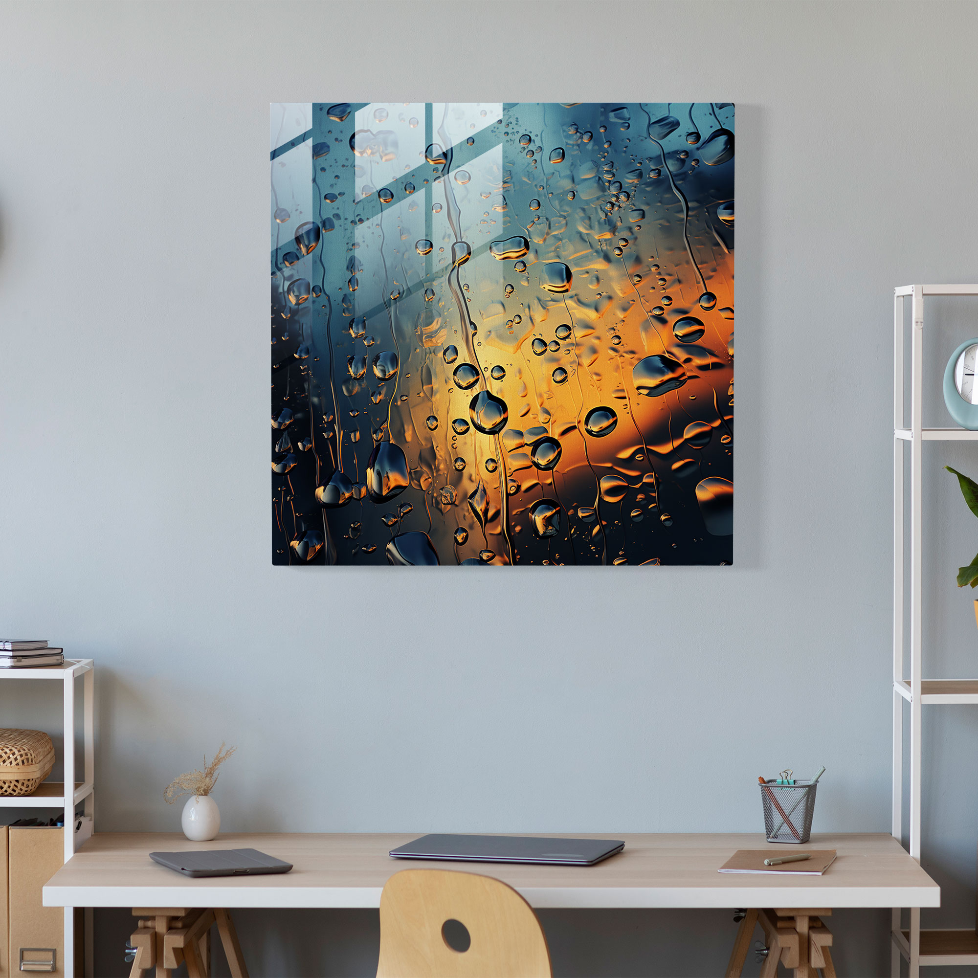 Artistic Raindrops Glass Print - Rain, Glass Print, Modern Art, Rain