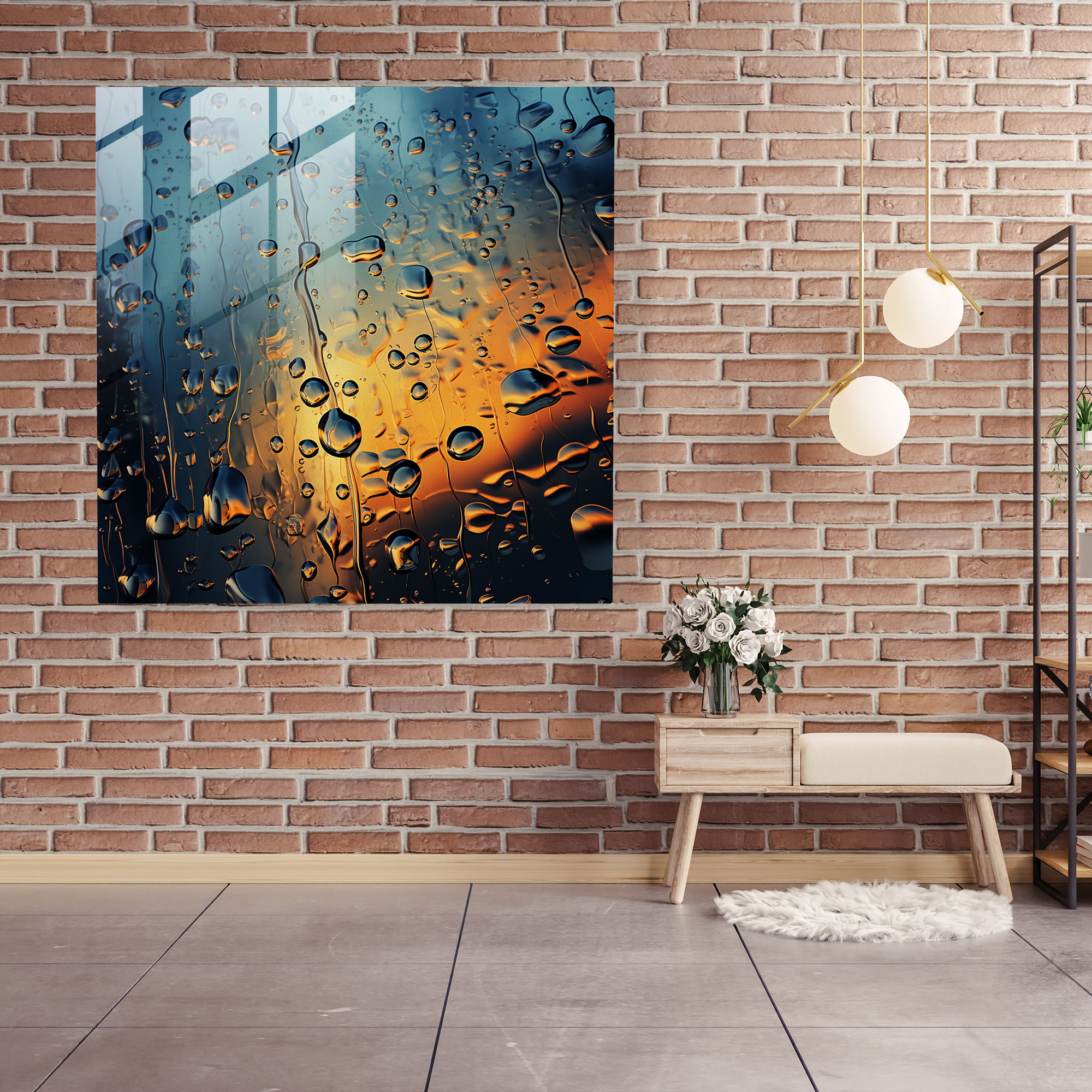 Artistic Raindrops Glass Print - Rain, Glass Print, Modern Art, Rain