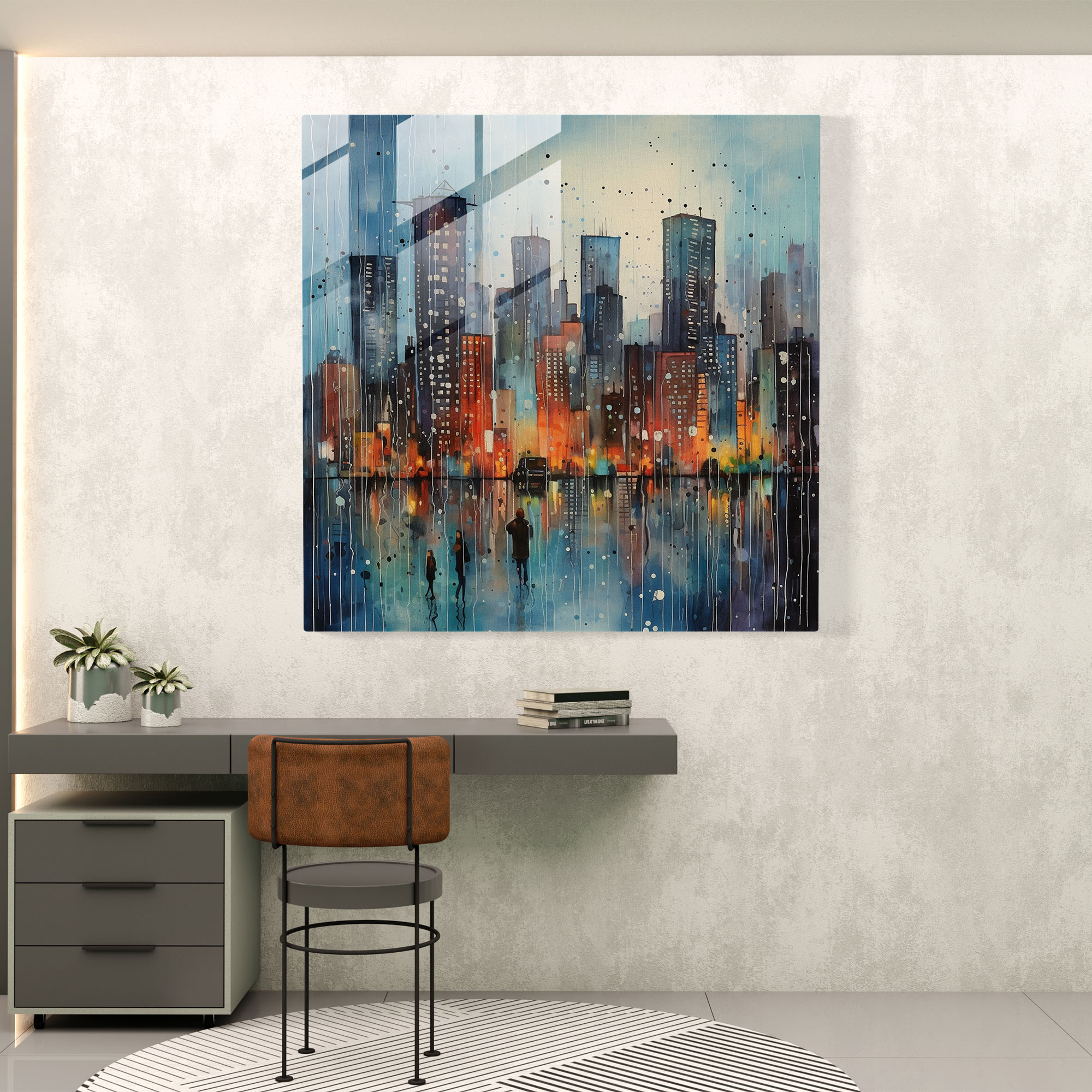 Rainy Day Glass Print - Rain, Modern Art, Home Decoration, Glass Wall Art