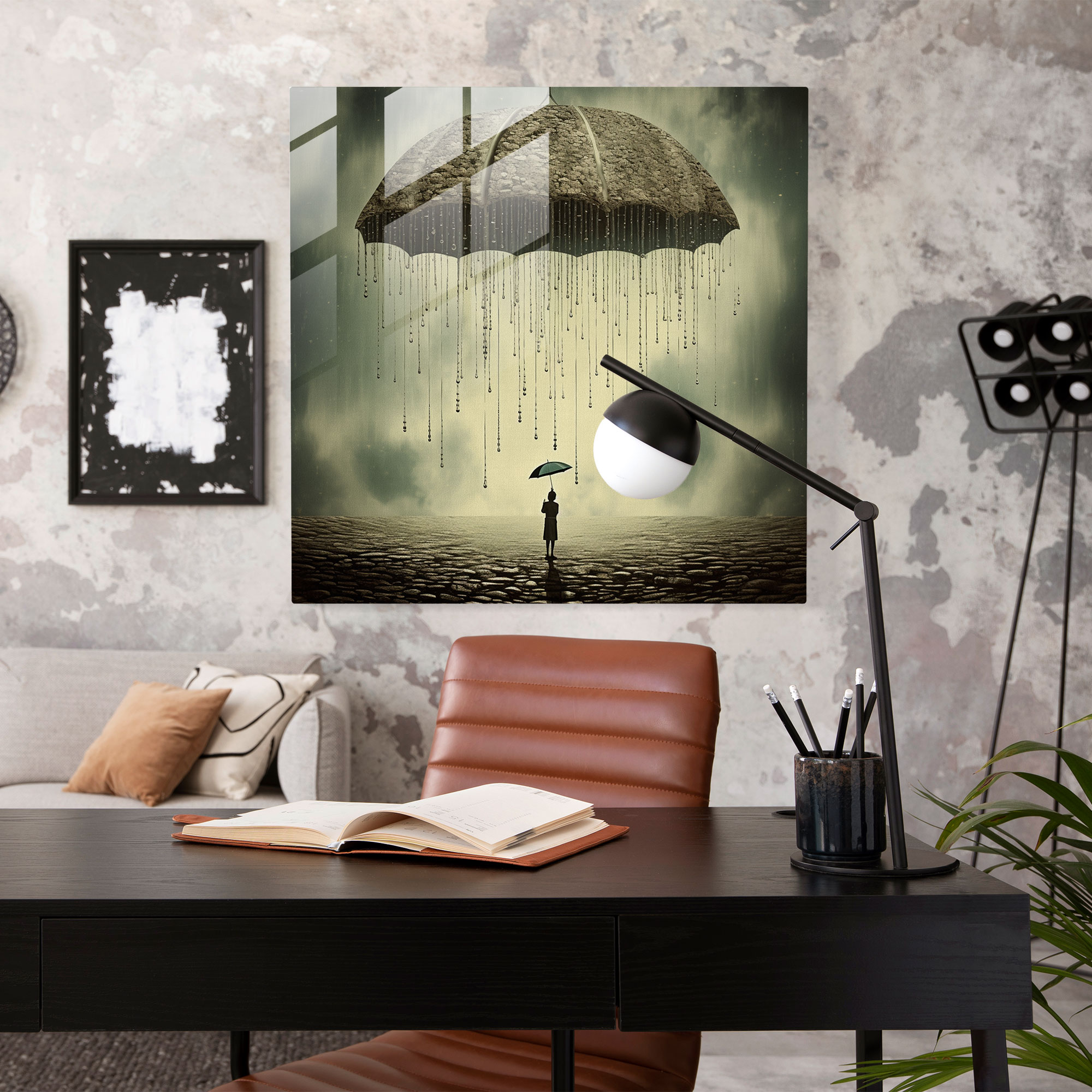 Harika Yağmur Cam Tablo - Yağmur Cam Tablo Modern Sanat Cam Sanatı