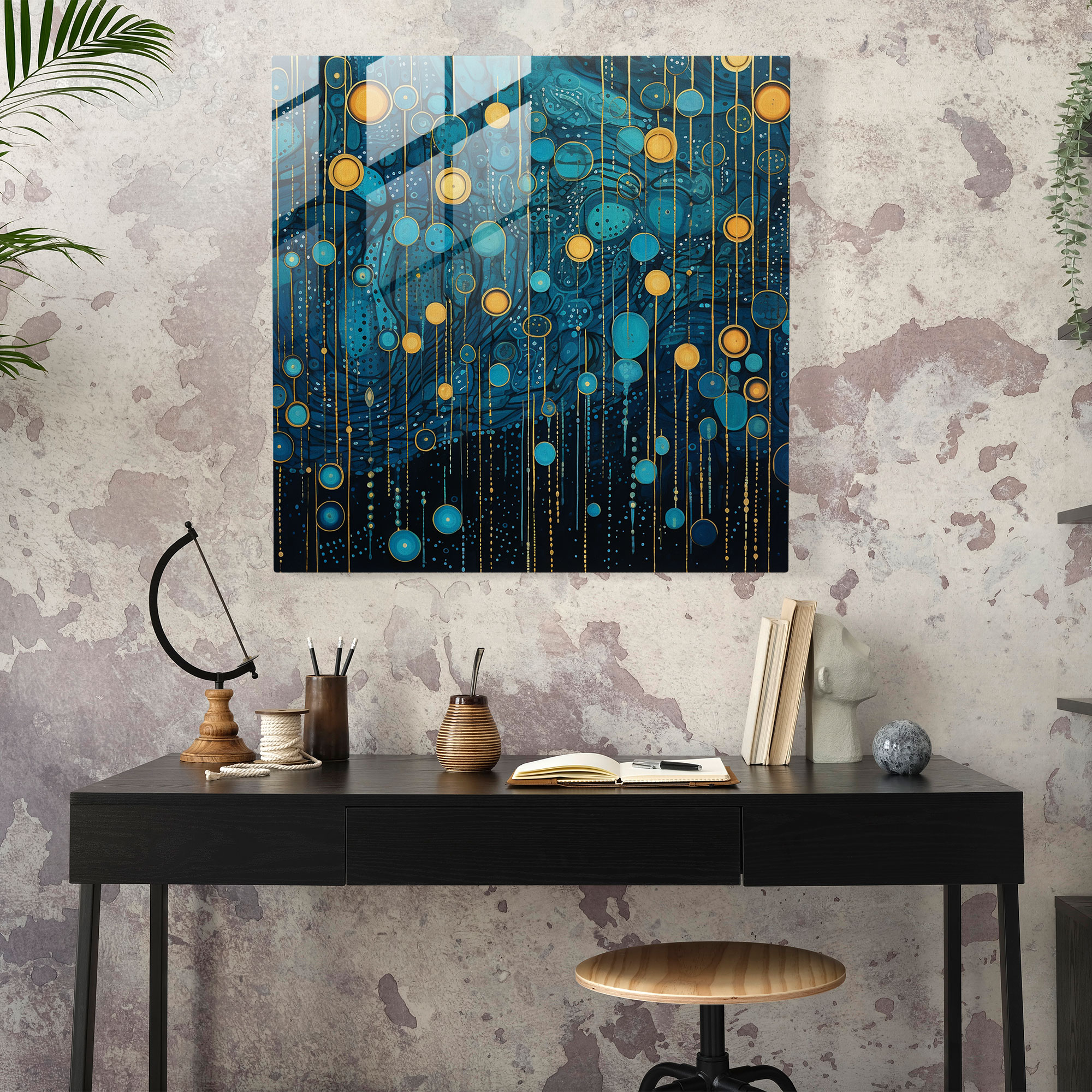 Essence Of Rain Glass Print - Rain, Home Decoration, Intricate Patterns, Modern Art