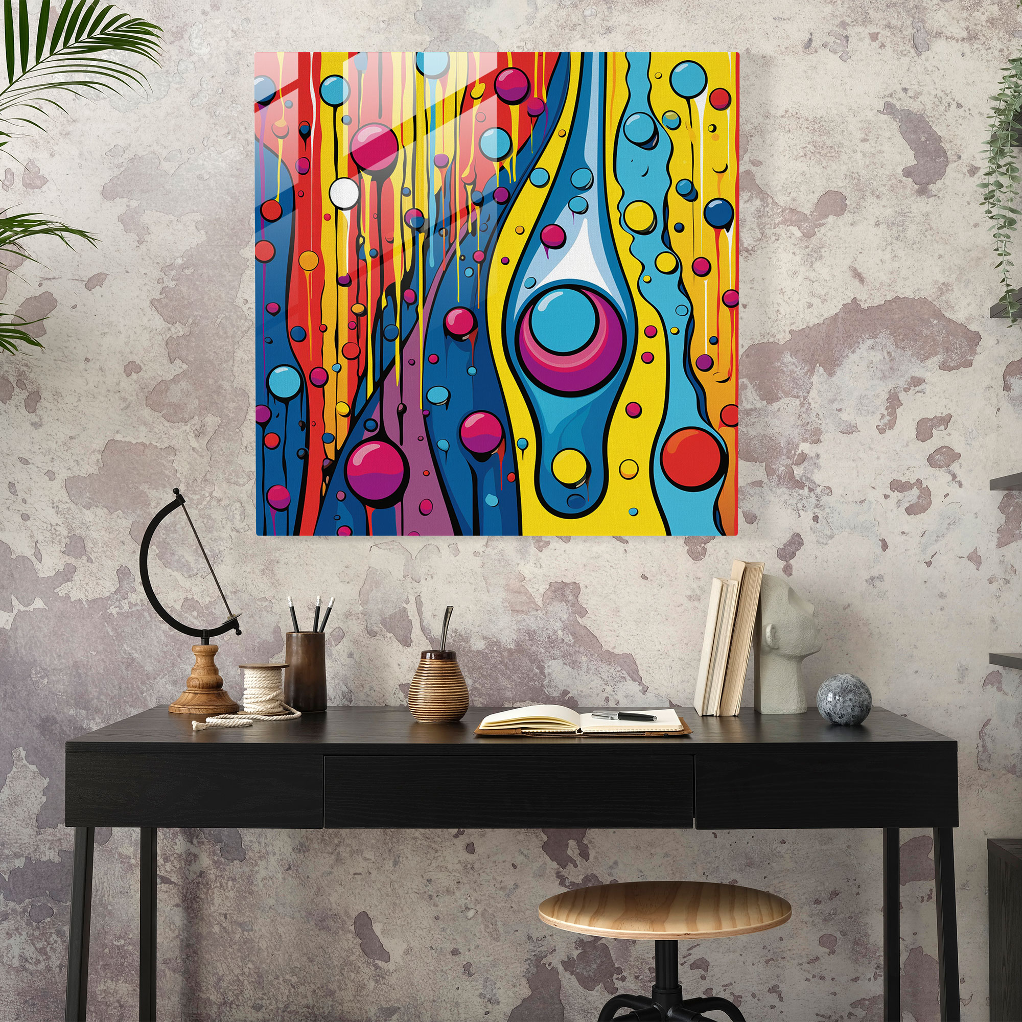 Colorful Rain Glass Print - Rain, Home Decoration, Glass Print, Colorful