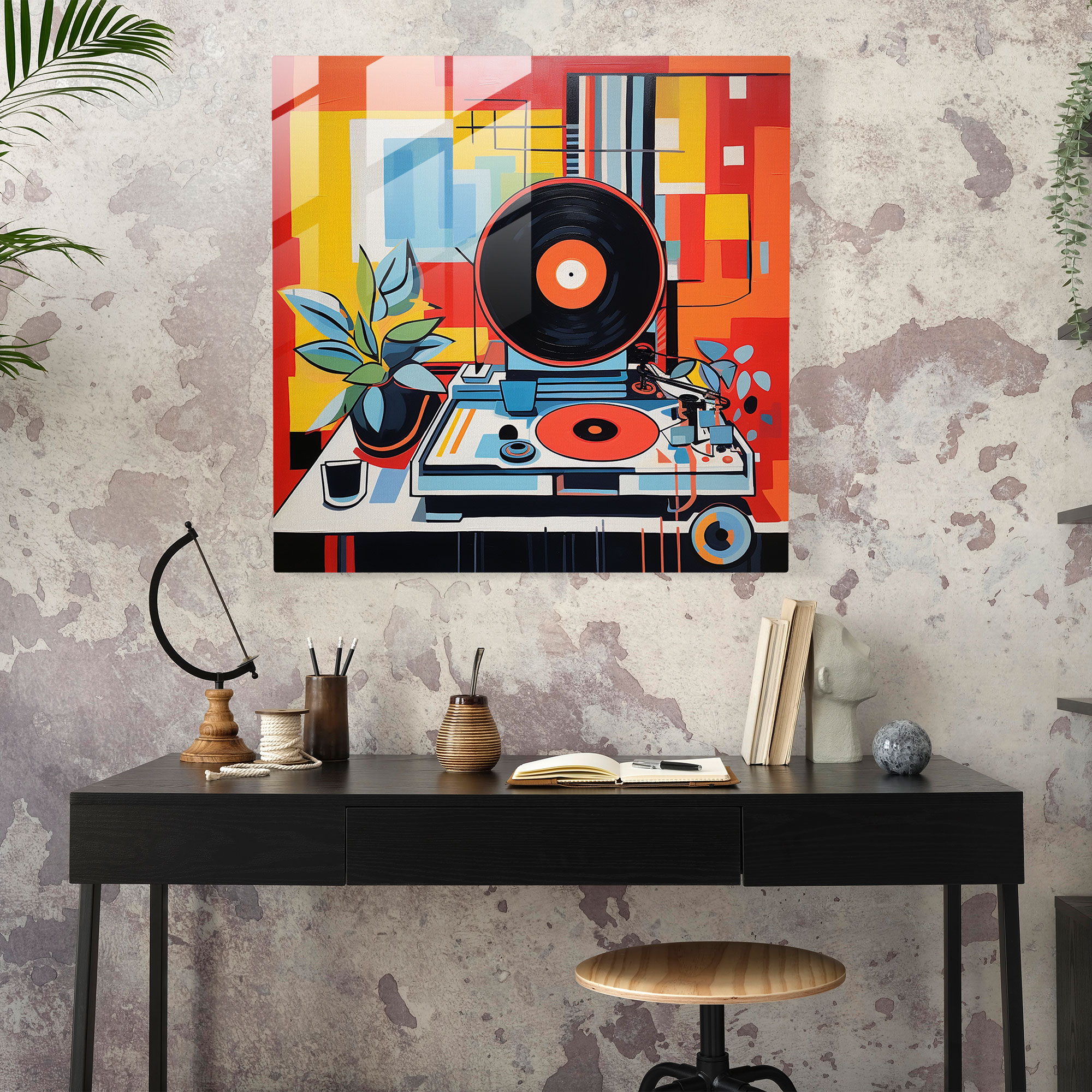 Eloquent Glass Prints - Retro-inspired Modern Artwork Glass Print