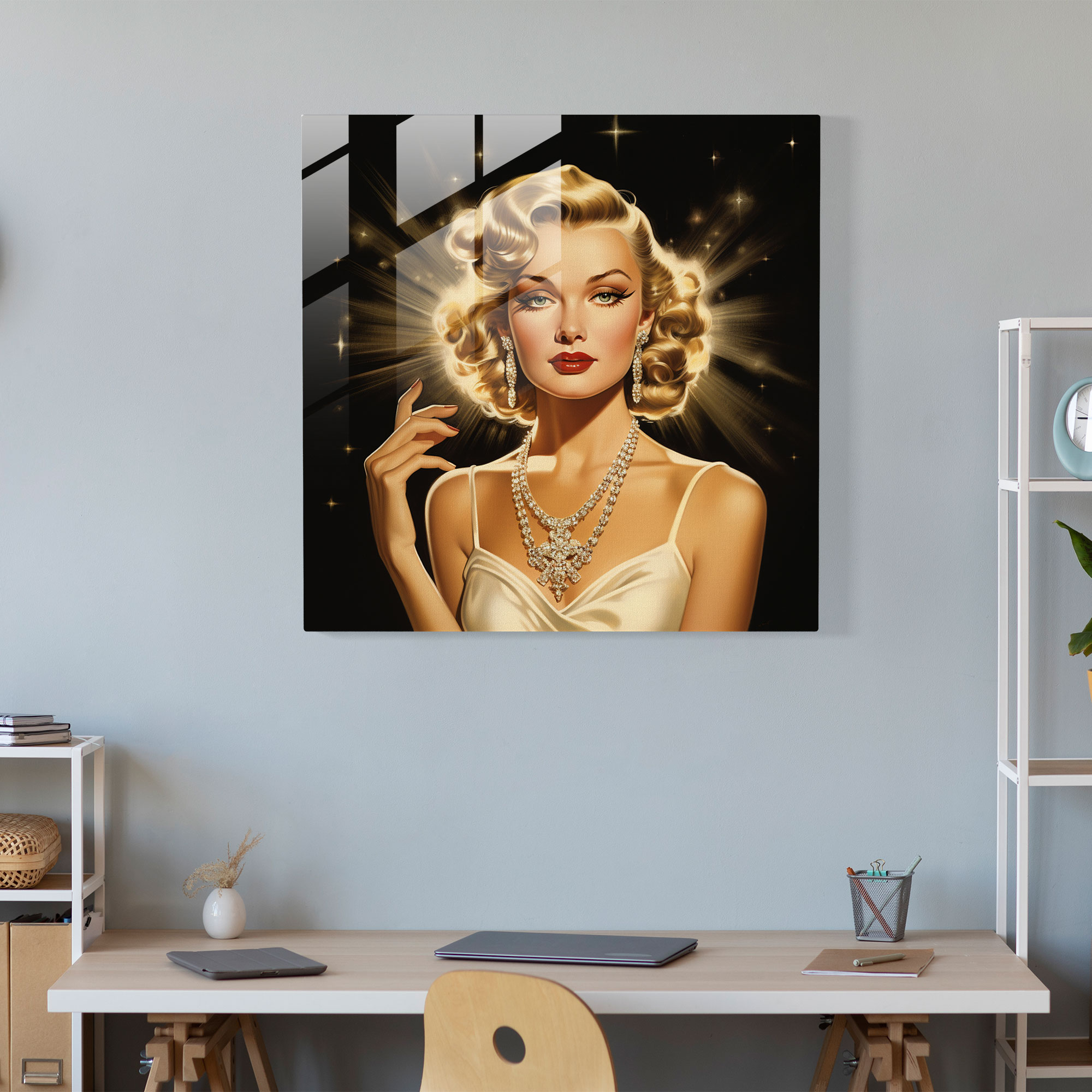 Glasbild mit ikonischem Duft - Retro Werbeanzeige Wandkunst