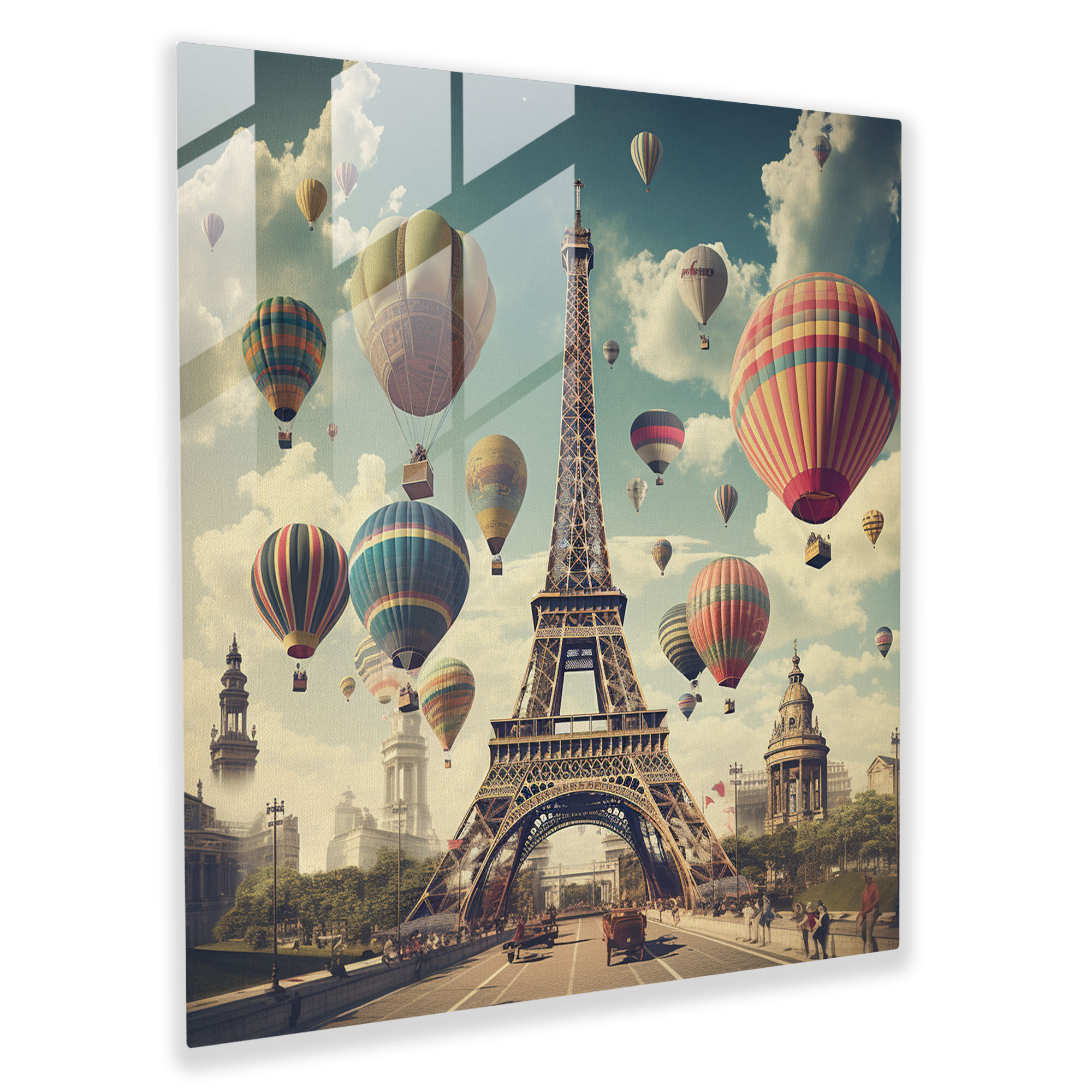 Timeless Landmarks Glass Print - Retro Glass Wall Art