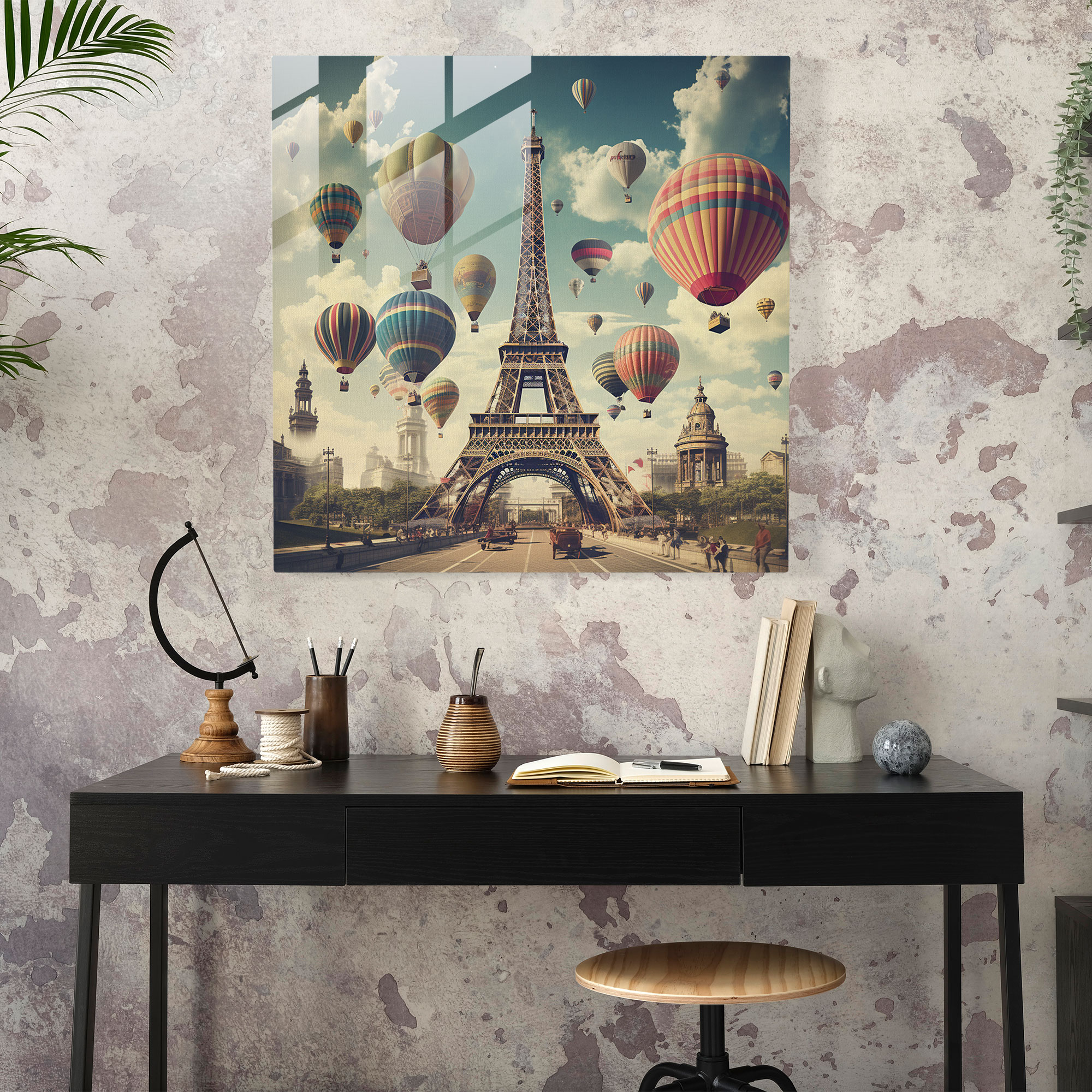 Timeless Landmarks Glass Print - Retro Glass Wall Art