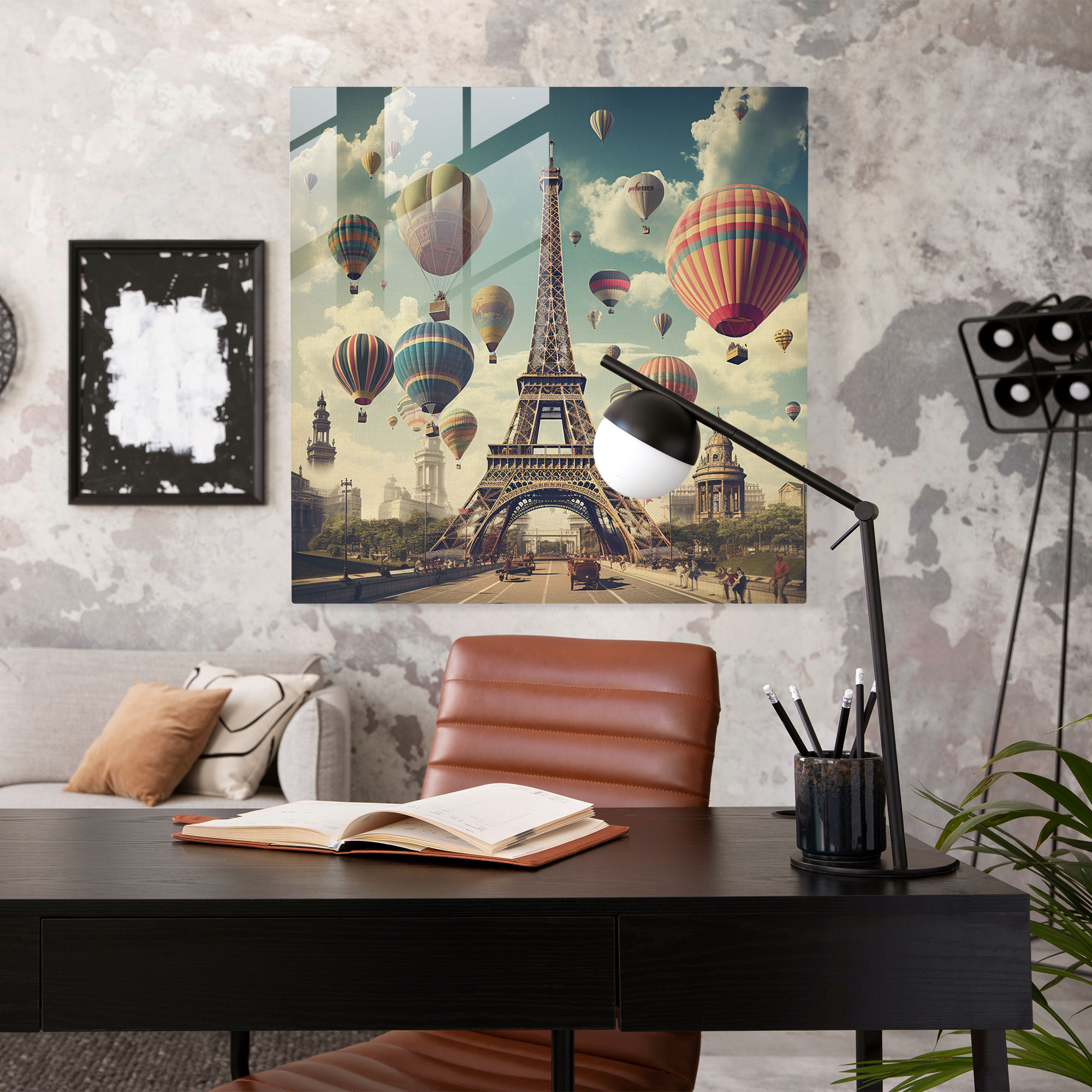 Timeless Landmarks Glass Print - Retro Glass Wall Art
