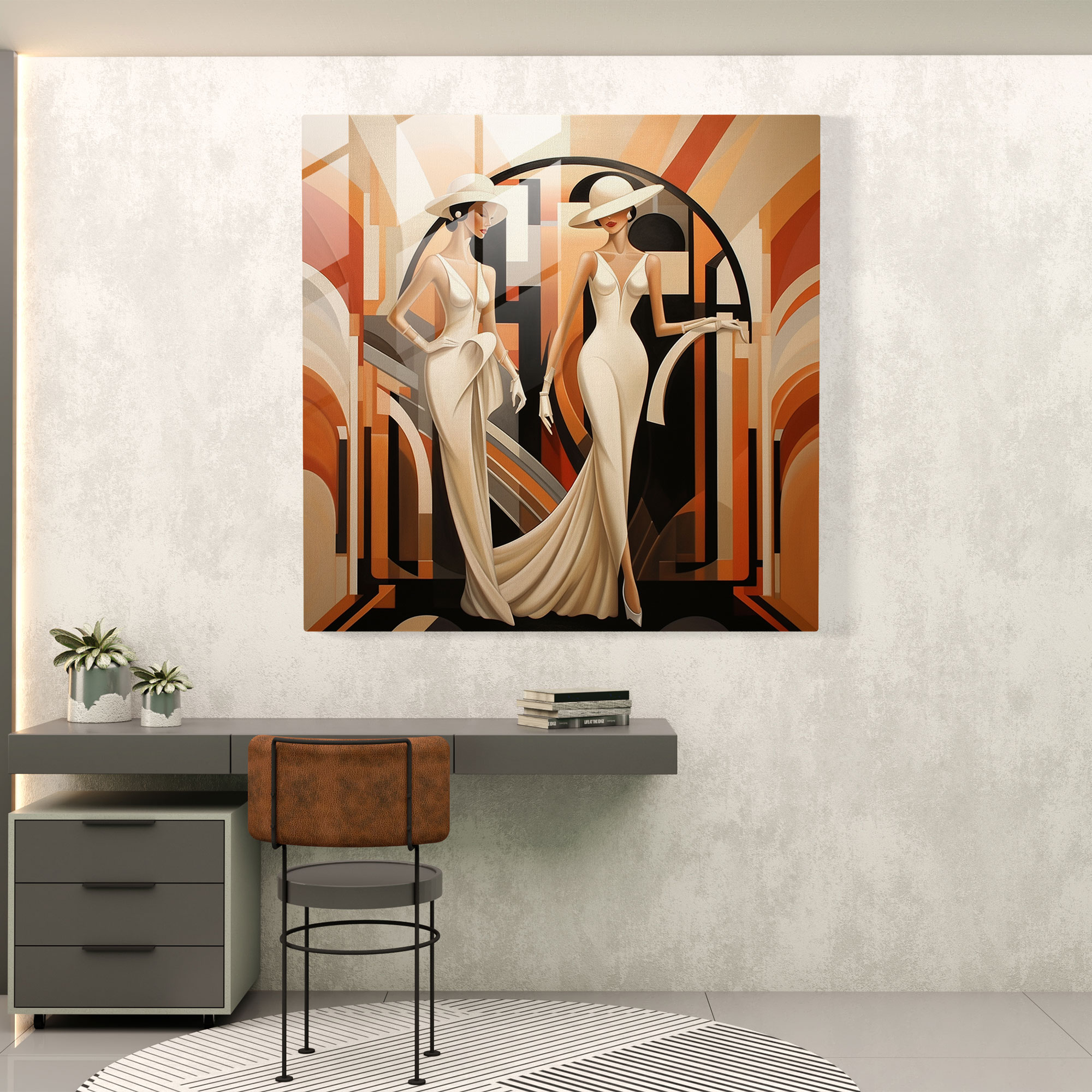 Glamorous Art Deco Glass Print - Home Decoration with Glass Wall Art
