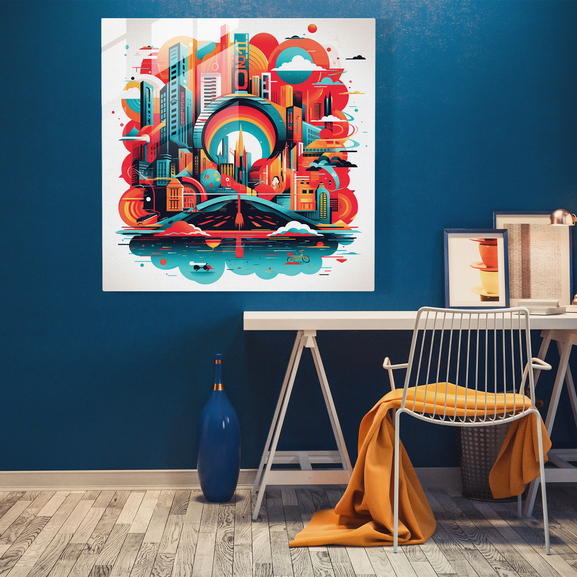 Retro Advertisement Glass Print - Modern Wall Decoration Art