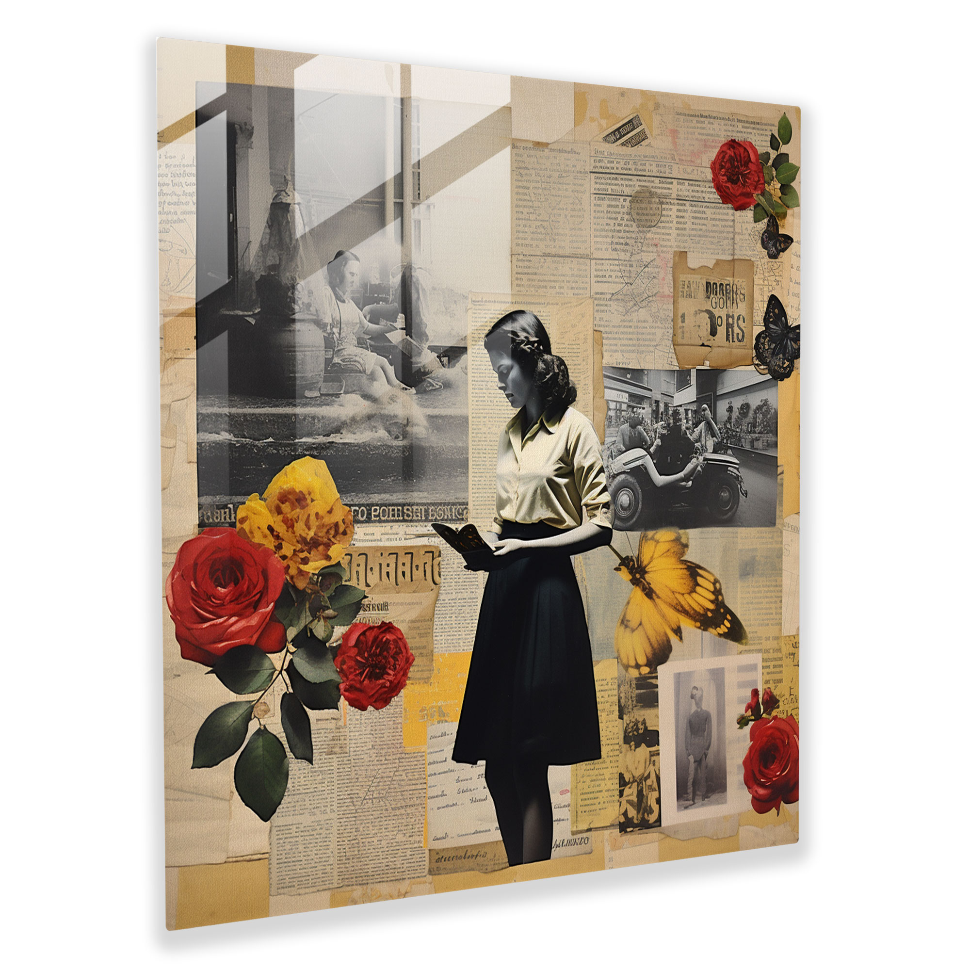 Memories Glass Prints - Contemporary Collage Glass Wall Art - Home Decoration - Modern Artwork